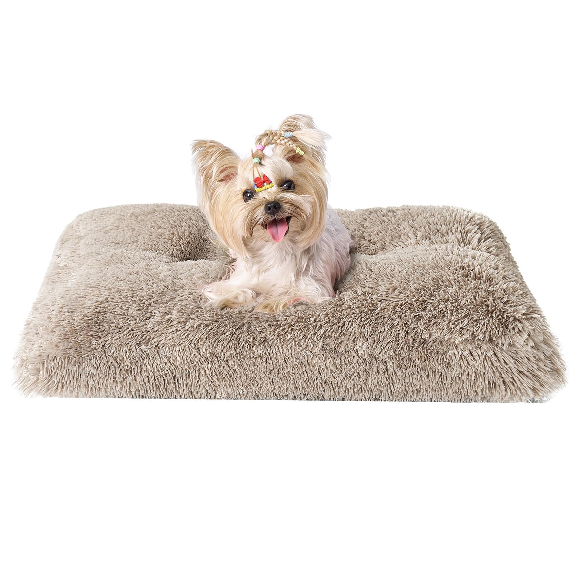EHEYCIGA Fluffy Dog Crate Bed for Extra Large Dogs, Plush Faux Fur Pad, Calming Anti Anxiety XL Bed for Crate, Washable Soft Warm Dog Mat with Non-Slip Bottom, Grey