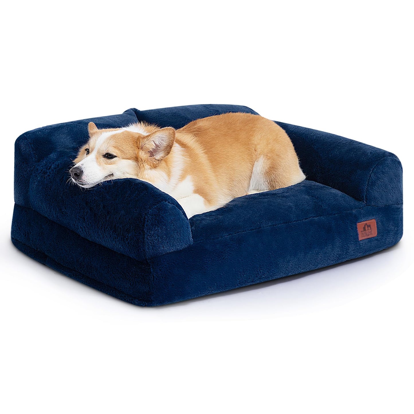 Hollypet Fluffy Dog Cat Bed Pet Couch Beds Plush Soft Warming Washable Puppy Bed for Small Medium Dogs and Large Cats, White, 24" L x 18" W x 10" Th