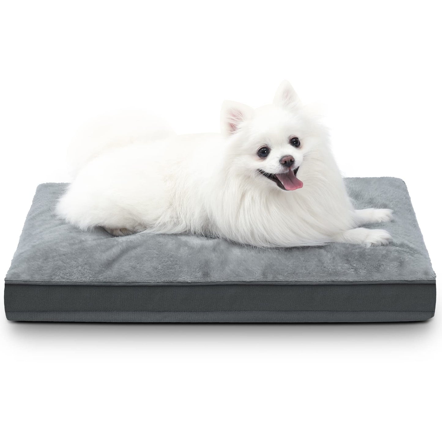 Dog Crate Bed Waterproof Deluxe Plush Dog Beds with Removable Washable Cover Anti-Slip Bottom Pet Sleeping Mattress for Large, Medium, Jumbo, Small Dogs, 35 x 22 inch, Gray