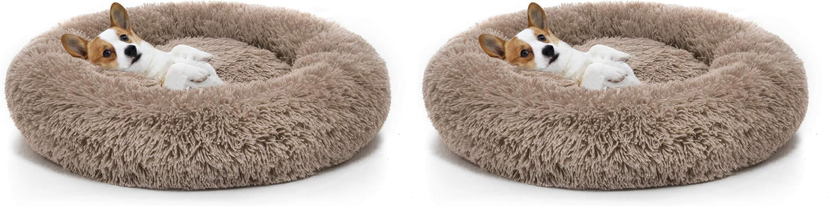 MIXJOY Orthopedic Dog Bed Comfortable Donut Cuddler Round Pet Beds Ultra Soft Washable Dog and Cat Cushion (20''/23''/30'') (23'', Brown)