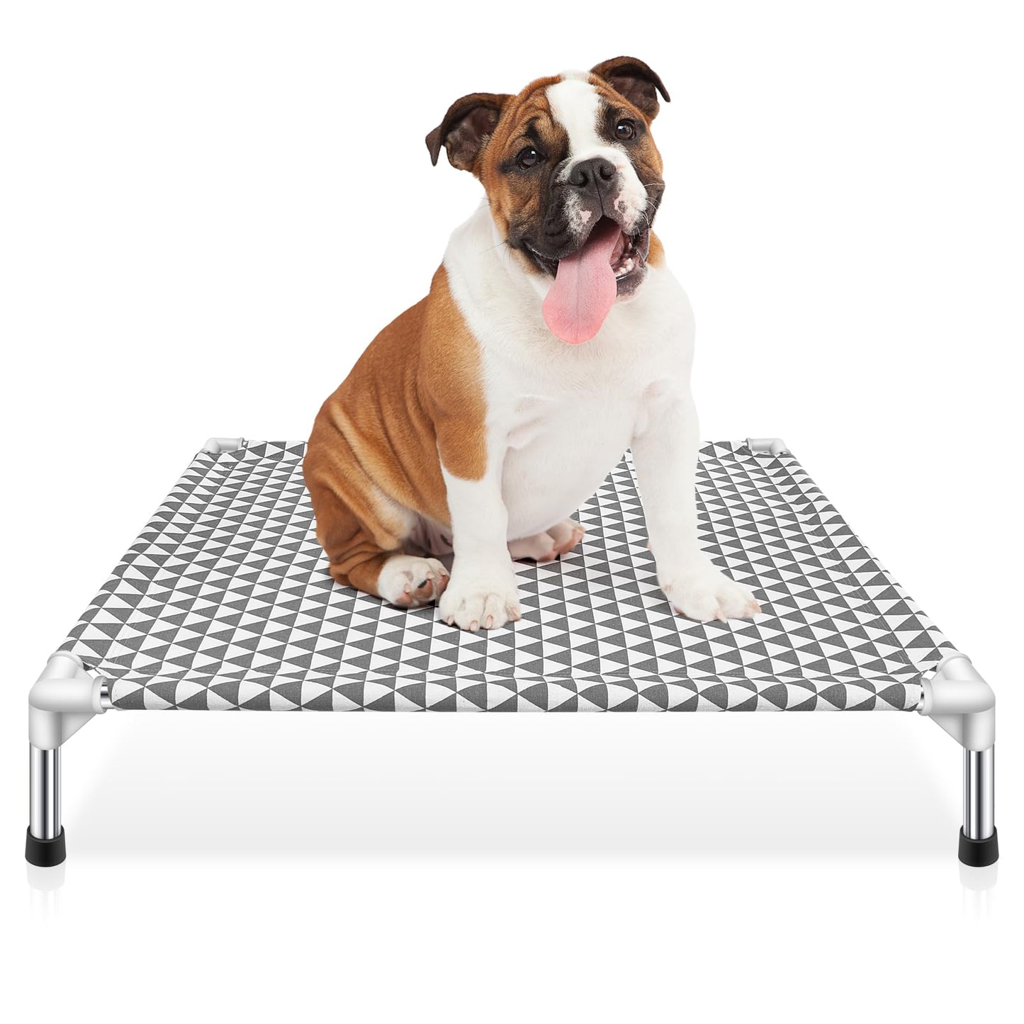 Kuntrust Elevated Outdoor Dog Bed Updated Raised Pet Cot Cooling Puppy Bed Lifted Dog Bed for Small Pets|Indoor Detachable Raised Dog Bed with Non-Slip Feet,Double-layer Cloth(S)