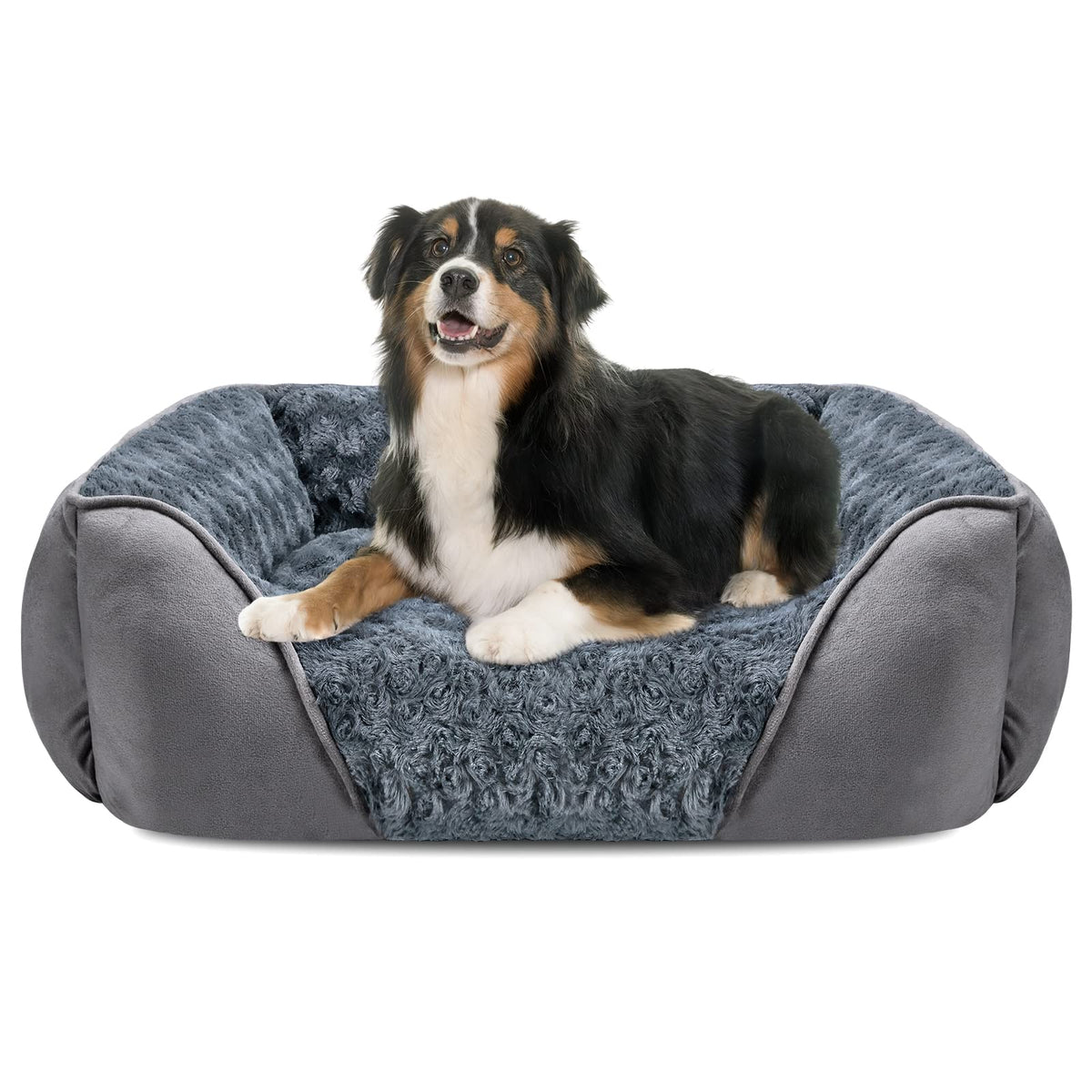 INVENHO Rectangle Washable Orthopedic Dog Bed for Small, Medium and Large Dogs, Soft Calming, Sleeping Puppy Bed Durable Pet Cuddler with Anti-Slip Bottom, S (20"x19"x6")