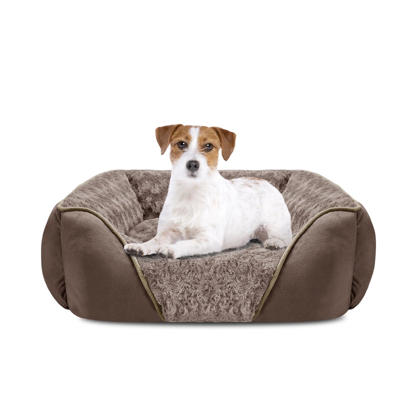 INVENHO Rectangle Washable Orthopedic Dog Bed for Small, Medium and Large Dogs, Soft Calming, Sleeping Puppy Bed Durable Pet Cuddler with Anti-Slip Bottom, S (20"x19"x6")
