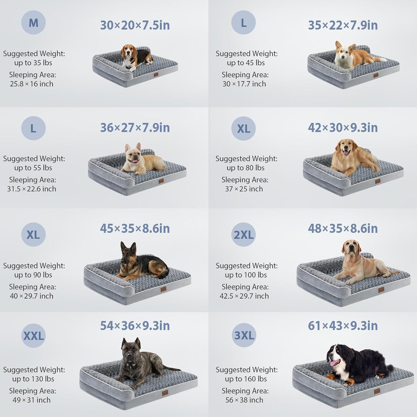 BFPETHOME Orthopedic Dog Beds for Large Dogs-Waterproof Sofa Dog Bed with Removable Washable Cover, Big Pet Bed with Waterproof Lining and Nonskid Bottom,Pet Bed for Large Dogs