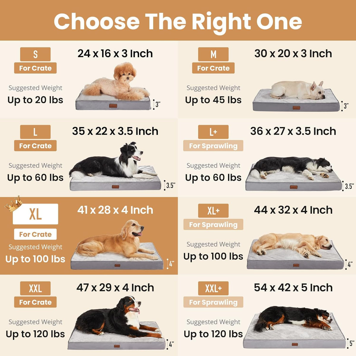 OhGeni Orthopedic Waterproof Dog Bed for Extra Large Dogs, Machine-Washable Removable Cover in Easy-Clean Fabric, Reversible Memory Foam & Easy-Carry Handle, Suitable for Crate, 41 inch (Gray)