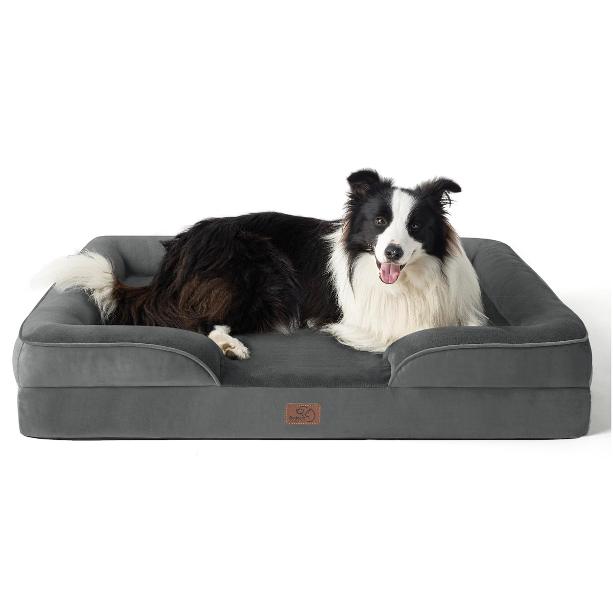 Bedsure Orthopedic Dog Bed Medium Size Dogs - Washable Small Medium Dog Cat Bed Waterproof, Comfort Cats Couch Sofa with Washable Removable Cover, Pets Bed with Nonskid Bottom, Grey, 28"