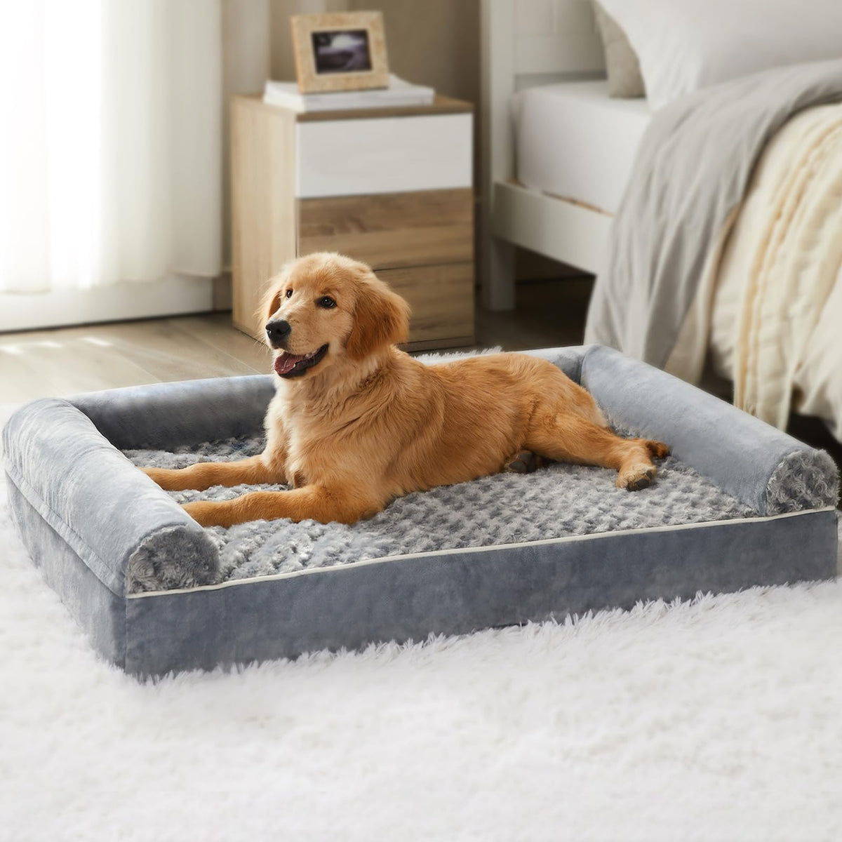 BFPETHOME Orthopedic Washable Dog Beds Large Sized Senior Dog for Comfy Sleeping with Removable Cover, Waterproof Big Soft Pet Couch Bed for Dogs Relax
