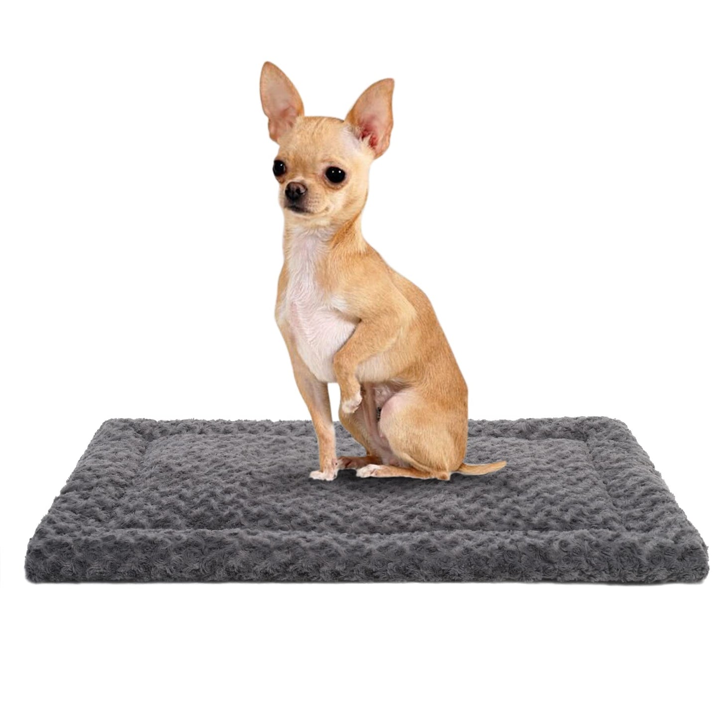 Washable Dog Bed Mat Ultra Soft Dog Crate Pad Comfy Fluffy Pet Kennel Beds Sleeping Mattress for Large Jumbo Medium Small Dogs Grey