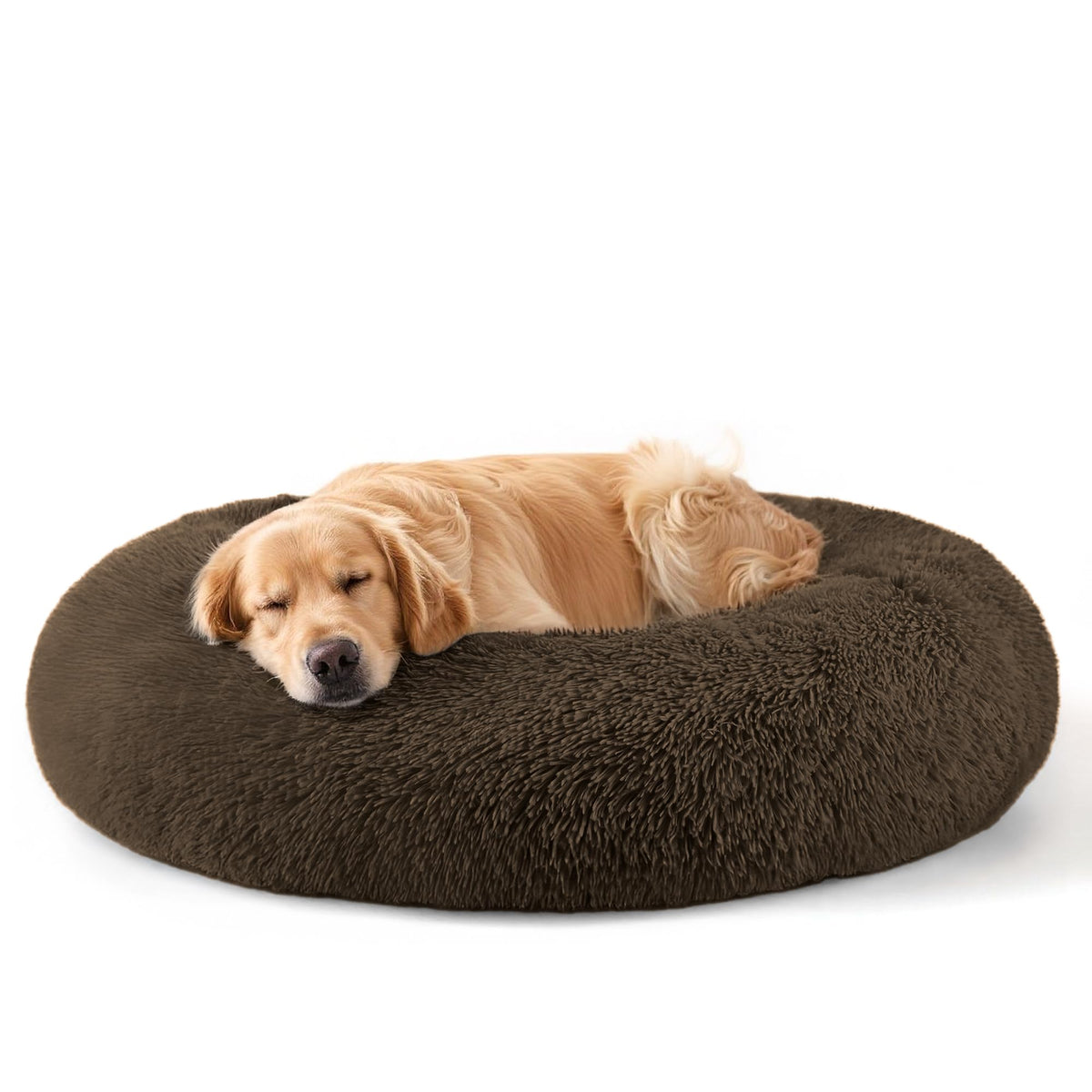 Hoewina Dog & Cat Bed for Indoor Cats, 20in Calming Donut Bed for Puppy and Kitten, Washable Round Fluffy Pet Bed for Small Medium Dogs and Cats (Light Grey)