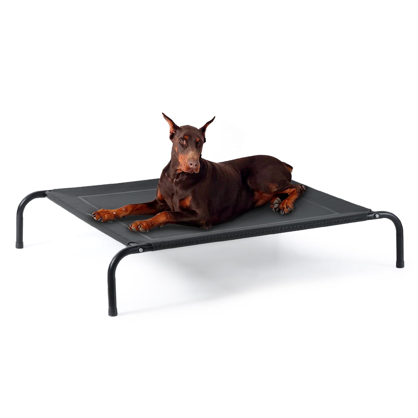 Bedsure Outdoor Elevated Cooling Dog Bed Large Sized Dog, 49in Grey | Portable raised camping pet cot hammock,Breathable Teslin mesh,Weather resistant,For large pets up to 85 lbs,Easy to assemble
