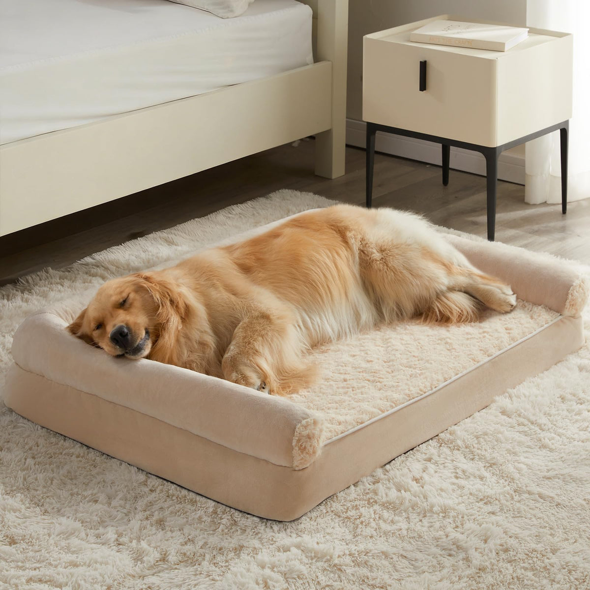 BFPETHOME Orthopedic Washable Dog Beds Large Sized Senior Dog for Comfy Sleeping with Removable Cover, Waterproof Big Soft Pet Couch Bed for Dogs Relax