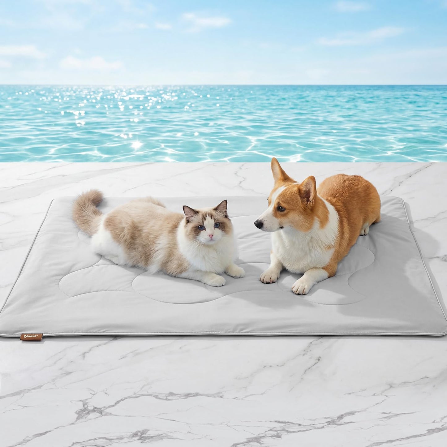 ZOMISIA Premium Cooling Blanket for Large Dogs - Q-MAX>0.5 Breathable Washable Dog Cooling Mat, Travel Soft Pet Summer Essentials, Grey, 40"x50"