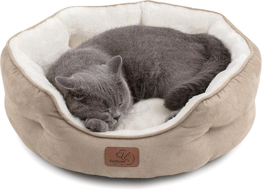 Bedsure Small Dog Bed Washable,Round Cat Beds for Indoor Cats,20in Came | Soft Plush Pet Bed,Dog Beds for Small Dogs for Puppy and Kittens,Anti-Slip Bottom,Easy to Clean