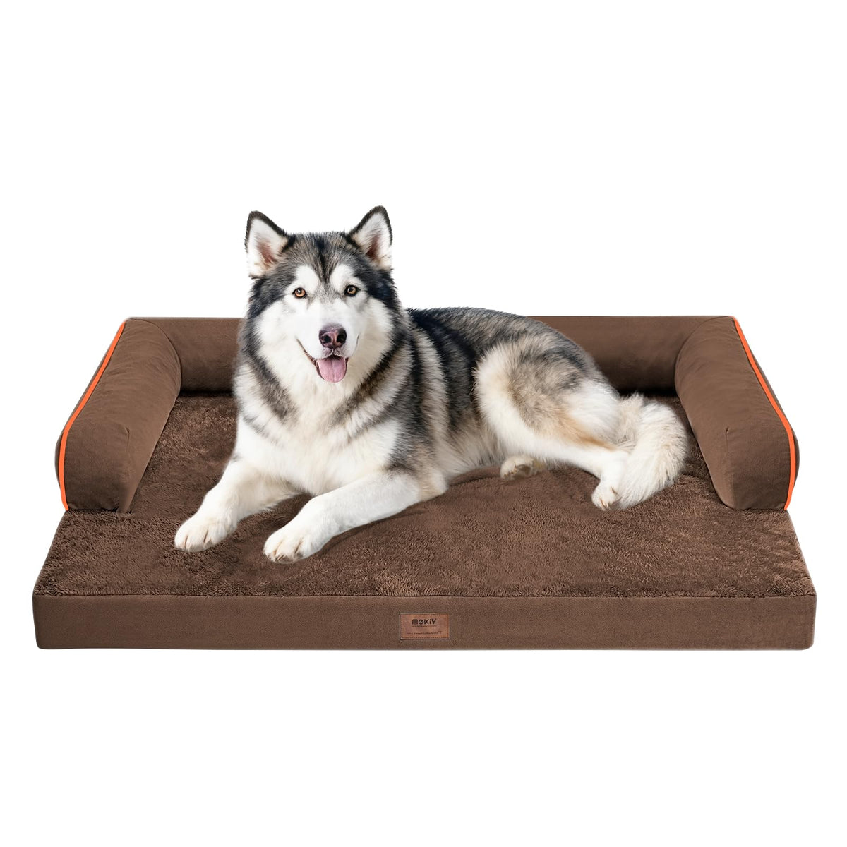 MEKIY Orthopedic Washable Dog Bed with Bolster for Medium to Large Dogs | Pillow Support for Neck Relief, Egg Crate Foam, Waterproof Liner, Anti-Slip Bottom, Removable Bolster Cover, 36 x 27 Inch