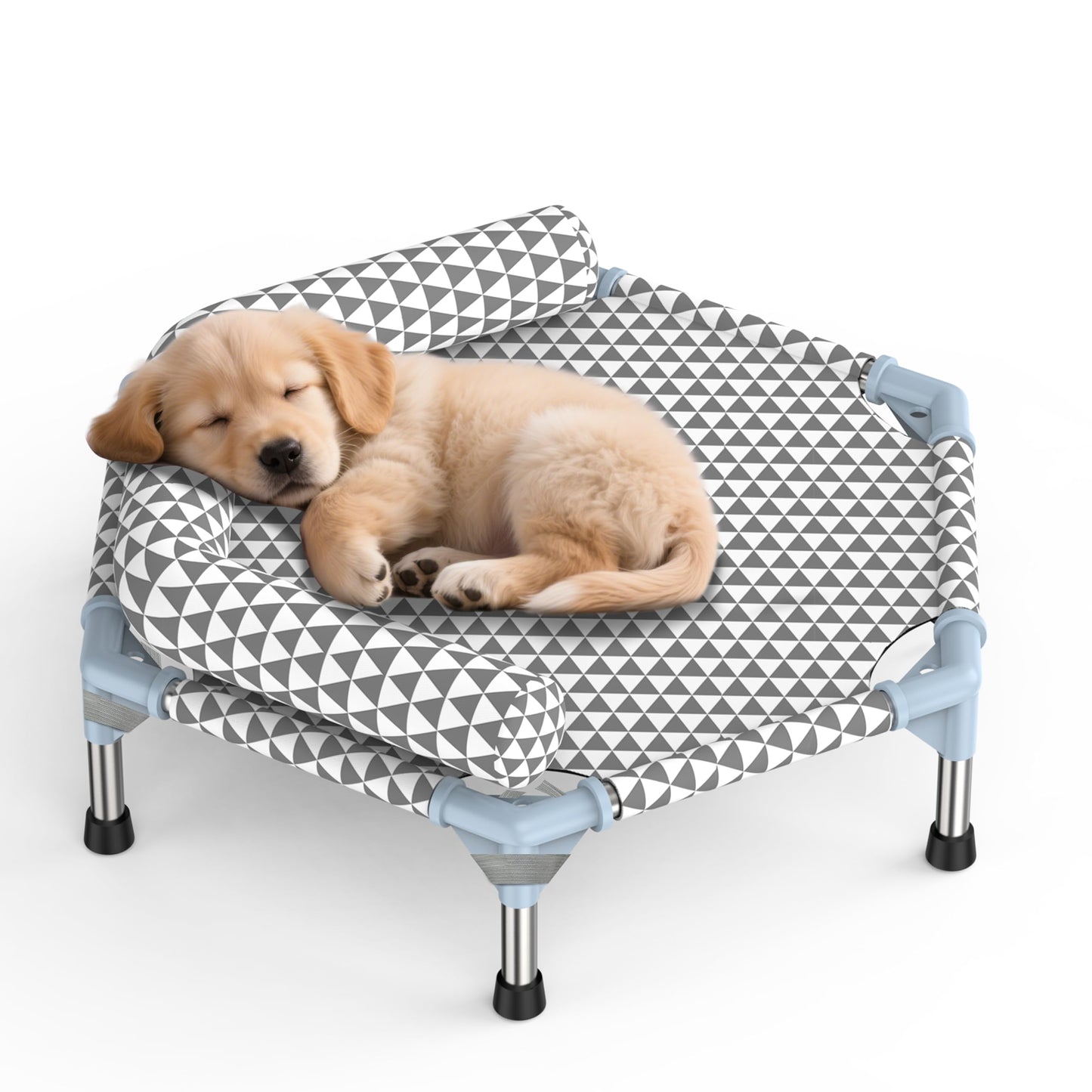 Kuntrust Elevated Outdoor Dog Bed Updated Raised Pet Cot Cooling Puppy Bed Lifted Dog Bed for Small Pets|Indoor Detachable Raised Dog Bed with Non-Slip Feet,Double-layer Cloth(S)