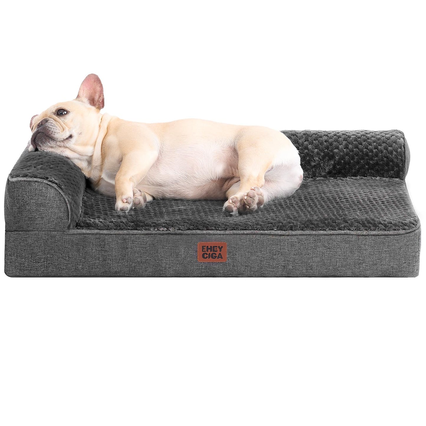 EHEYCIGA Orthopedic Dog Bed Medium Size Dogs, Memory Foam Dog Bed with Washable Removable Cover, Waterproof Pet Sofa Couch for Crate with Nonskid Bottom, 30x20x6, Grey