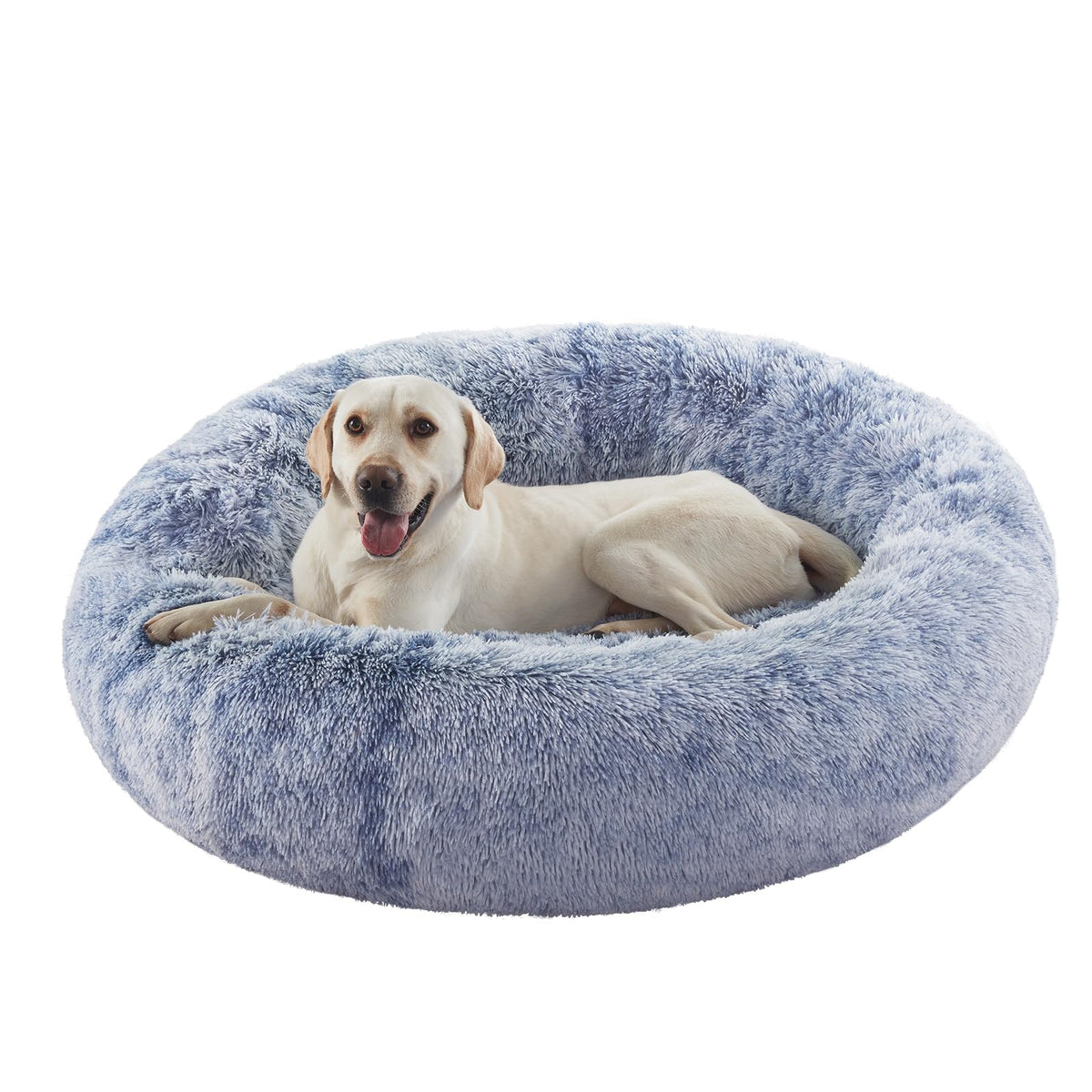 36 inches Donut Dog Bed for Large Dogs - Calming Fluffy Round Pet Bed with Removable & Washable Cover,Fits up to 80 lbs Pets (Dark Grey,Large)