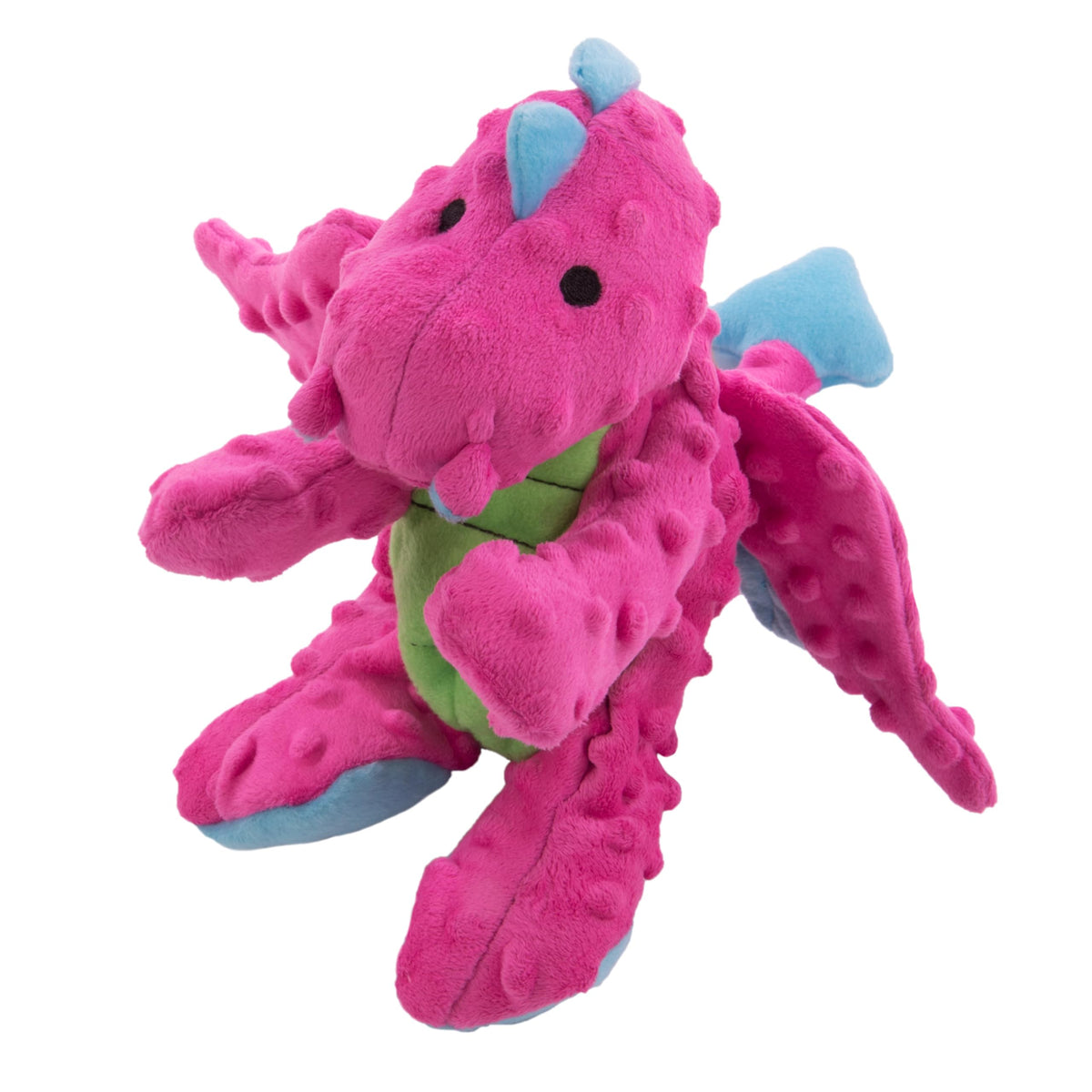 goDog Bubble Plush Dragons Squeaky Dog Toy, Chew Guard Technology - Coral, Large