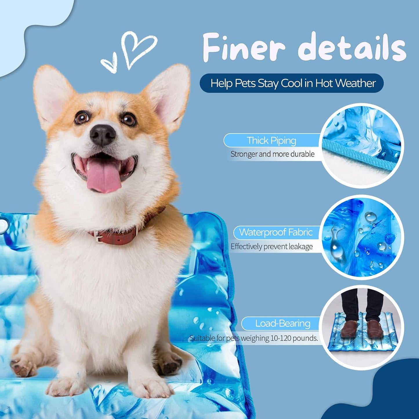 Dog Cooling Mat 2.0, Double-Sided Non-Slip Pet Cooling Pad, Washable and Durable, Indoor & Outdoor Summer Cooling Mat for All Pets, Keep Dogs and Cats Cool and Comfortable (47.5" x 29.5")