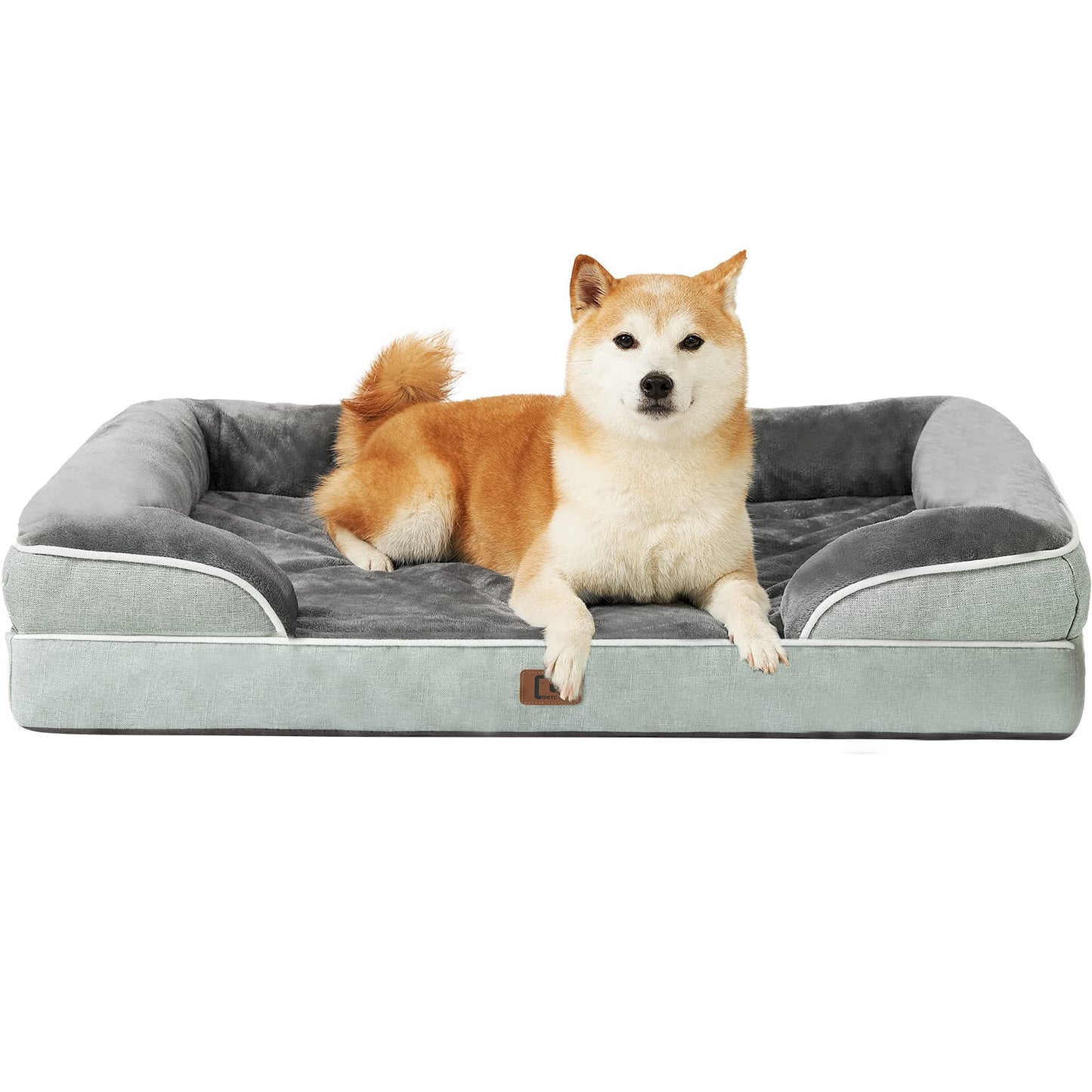 EHEYCIGA Orthopedic Dog Beds for Extra Large Dogs 44x32Inch, Waterproof Memory Foam XL Pet Bed with Sides, Non-Slip and Egg-Crate Foam Big Dog Couch Bed with Washable Removable Cover, Grey