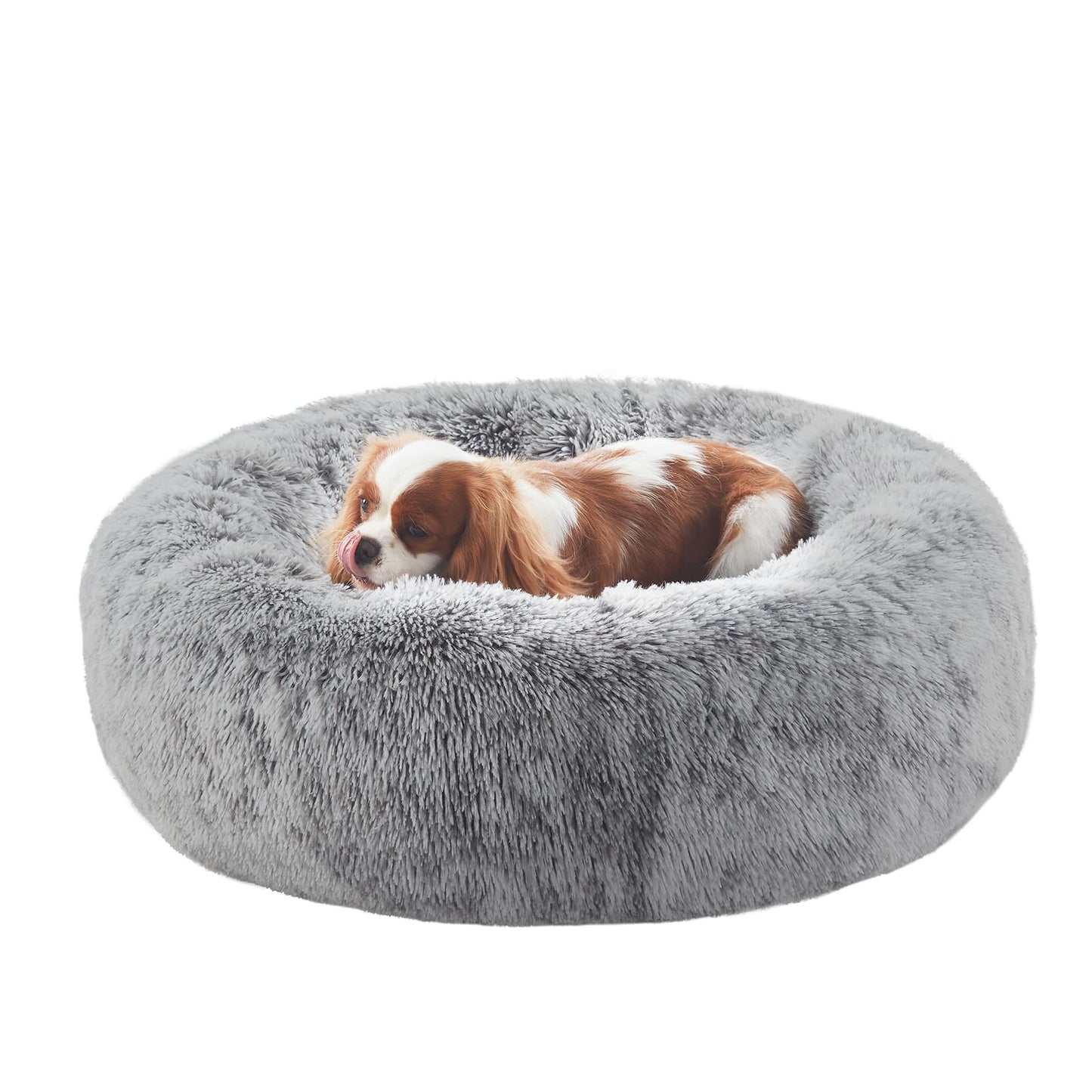 36 inches Donut Dog Bed for Large Dogs - Calming Fluffy Round Pet Bed with Removable & Washable Cover,Fits up to 80 lbs Pets (Dark Grey,Large)