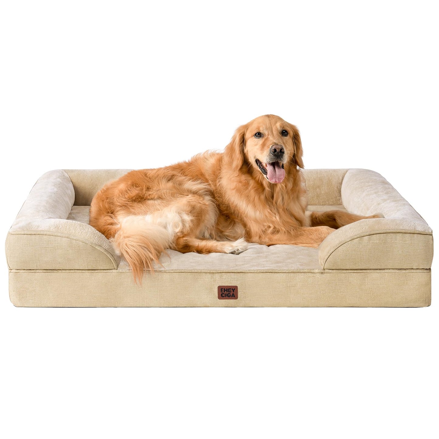 EHEYCIGA Orthopedic Dog Beds for Extra Large Dogs 44x32Inch, Waterproof Memory Foam XL Pet Bed with Sides, Non-Slip and Egg-Crate Foam Big Dog Couch Bed with Washable Removable Cover, Grey