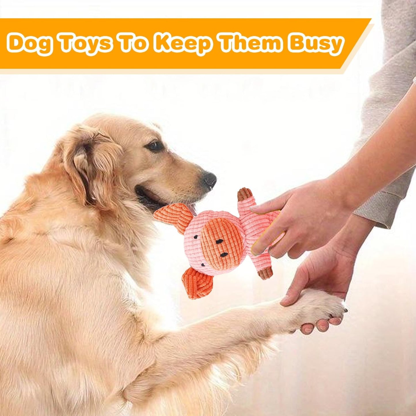MRSOHRET 5 Pack Dog Toys Squeaky, Tough Stuffed Plush Puppy Chew Toys for Teething, Durable Plush Dog Toy for Large Medium Small Breed to Keep Them Busy