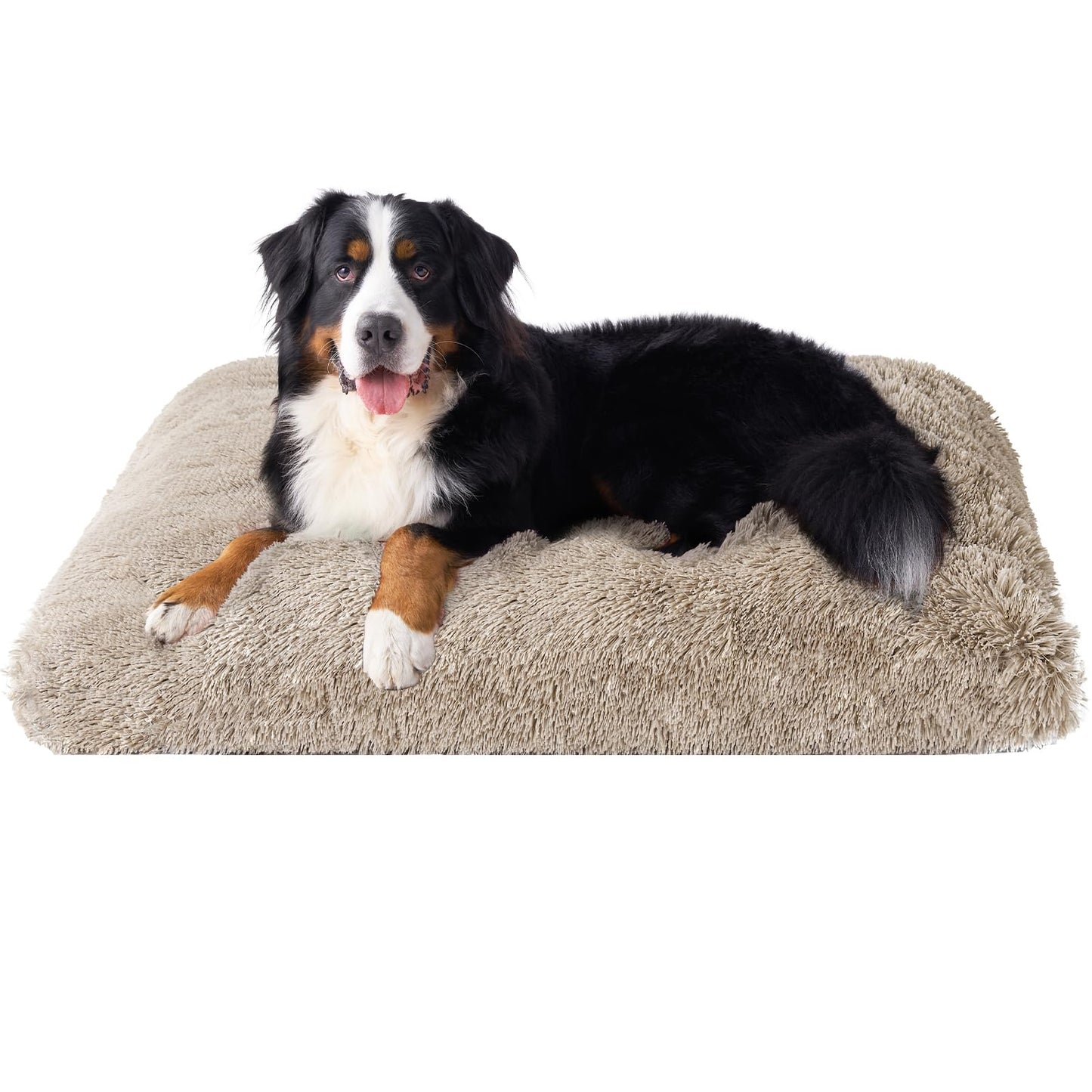 EHEYCIGA Fluffy Dog Crate Bed for Extra Large Dogs, Plush Faux Fur Pad, Calming Anti Anxiety XL Bed for Crate, Washable Soft Warm Dog Mat with Non-Slip Bottom, Grey