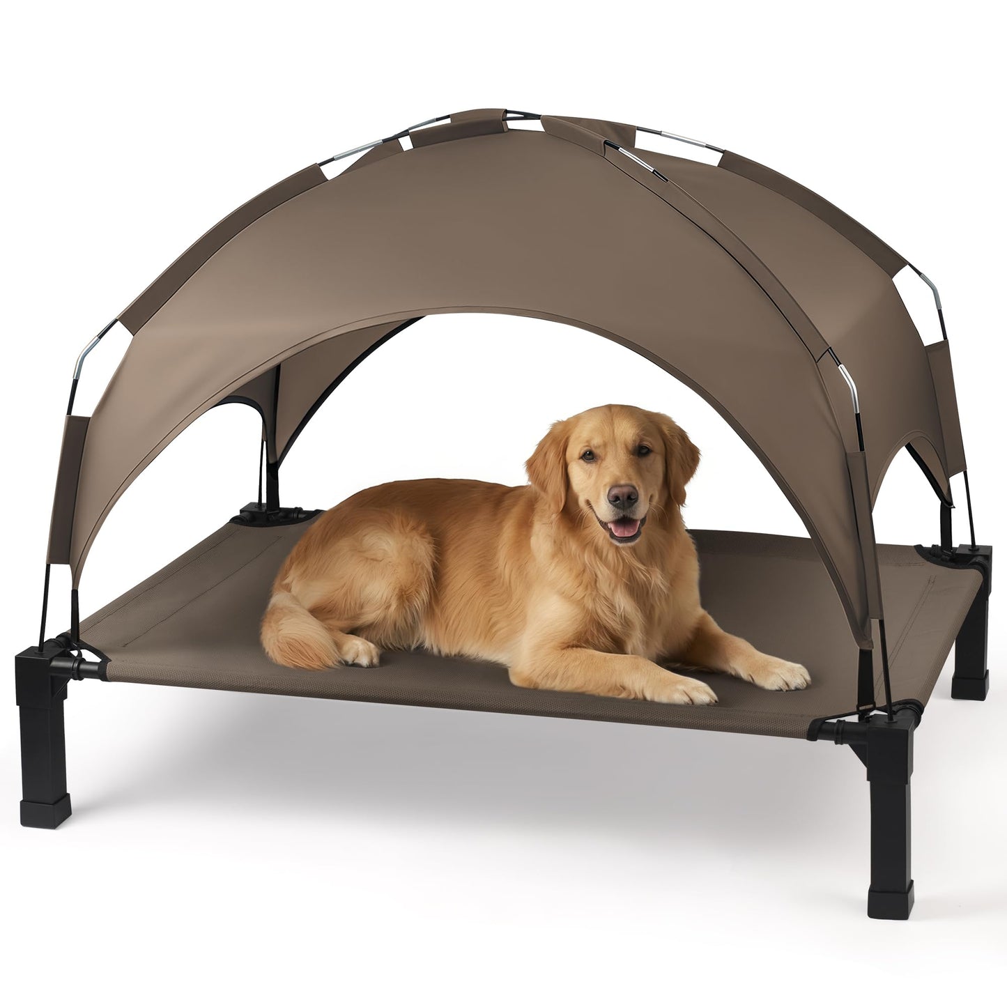 Heeyoo Elevated Dog Bed with Removable Canopy, Portable Dog Cot with Sun Protection Shade Tent, Raised Pet Cooling Cot Bed for Dogs, 42in
