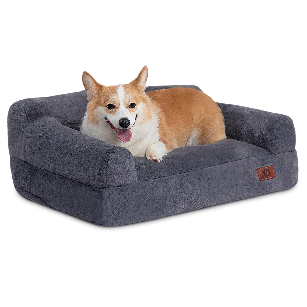 Hollypet Fluffy Dog Cat Bed Pet Couch Beds Plush Soft Warming Washable Puppy Bed for Small Medium Dogs and Large Cats, White, 24" L x 18" W x 10" Th