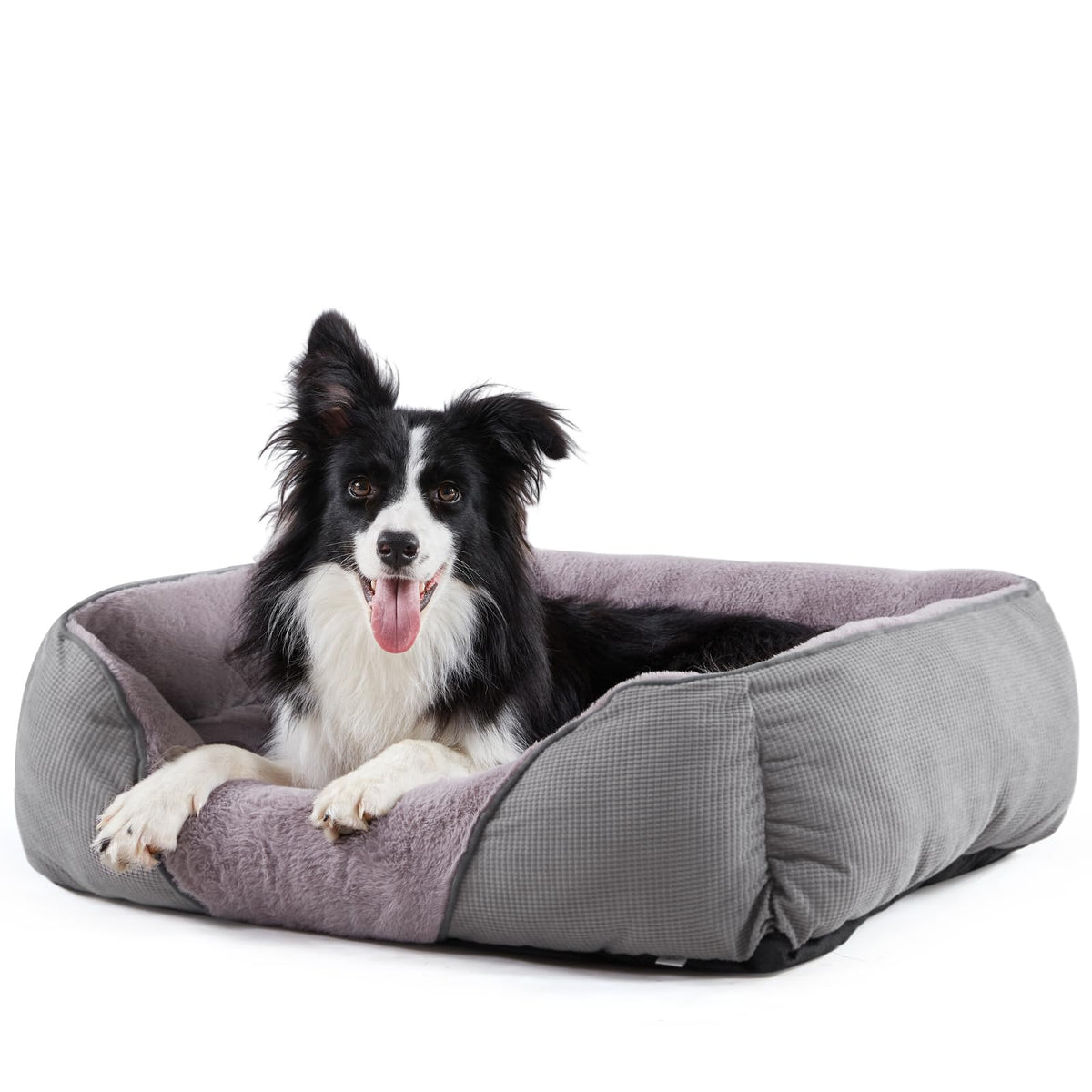 MIXJOY Dog Bed for Large Medium Small Dogs, Rectangle Washable Sleeping Puppy Bed, Soft Calming Cat Beds for Indoor Cats, Orthopedic Pet Sofa Bed, Anti-Slip Bottom with Multiple Size (20'', Grey)