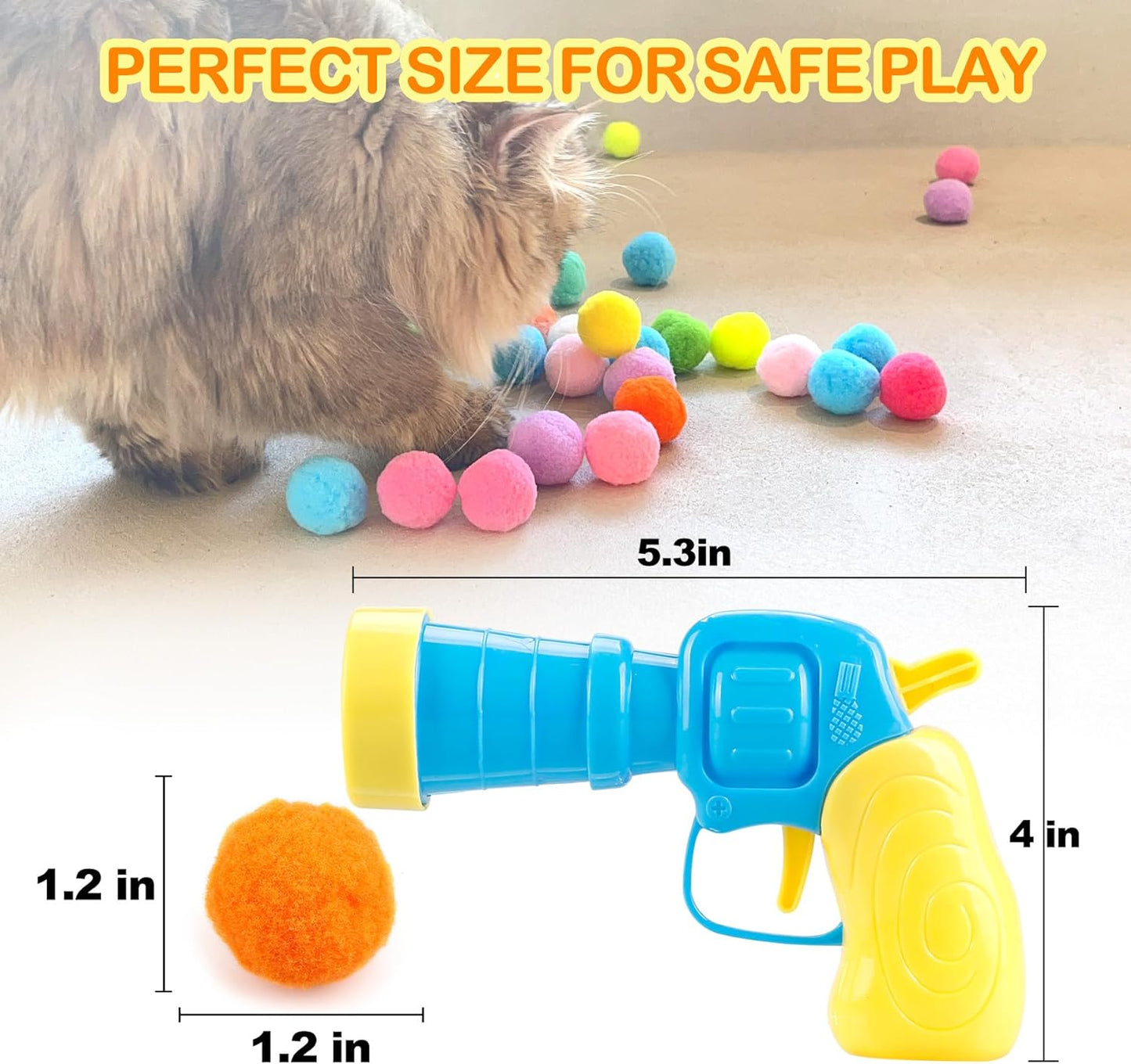 MeoHui 31Pcs Cat Ball Toy Launcher Gun,Cat Balls Fetch Toy,30Pcs Plush Fuzzy Balls Launcher Cat Toy for Cats with 1 Gun,Funny Interactive Cat Toys for Bored Indoor Adult Cats,Cute Kitten Kitty Toys