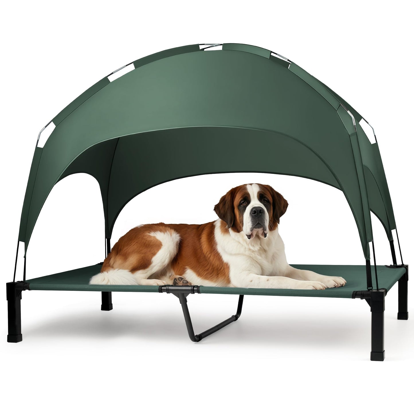 Heeyoo Elevated Dog Bed with Removable Canopy, Portable Dog Cot with Sun Protection Shade Tent, Raised Pet Cooling Cot Bed for Dogs, 42in
