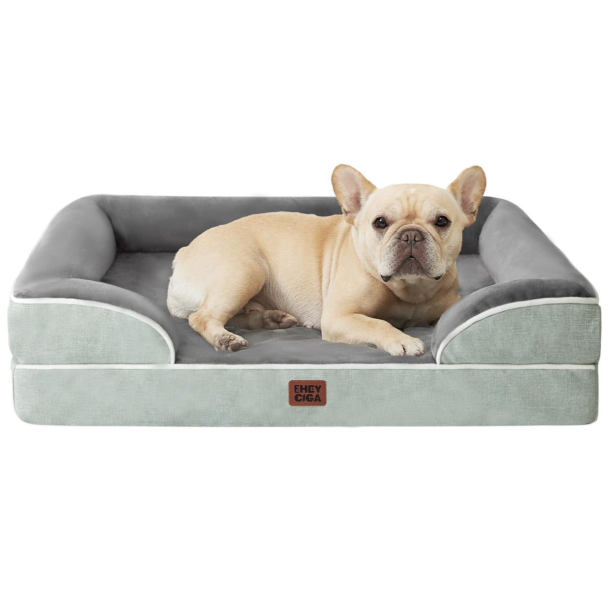 EHEYCIGA Orthopedic Dog Beds for Extra Large Dogs 44x32Inch, Waterproof Memory Foam XL Pet Bed with Sides, Non-Slip and Egg-Crate Foam Big Dog Couch Bed with Washable Removable Cover, Grey