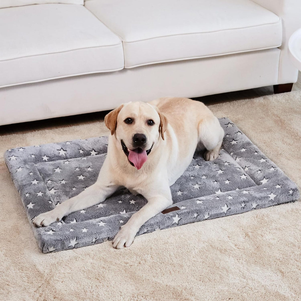 WESTERN HOME Dog Bed for Crate, Medium/Large Dogs Crate Bed with Soft Wavy Plush Comfortable Anti-Slip Kennel Pad Washable Pet Beds Mat for Dogs & Cats, Grey