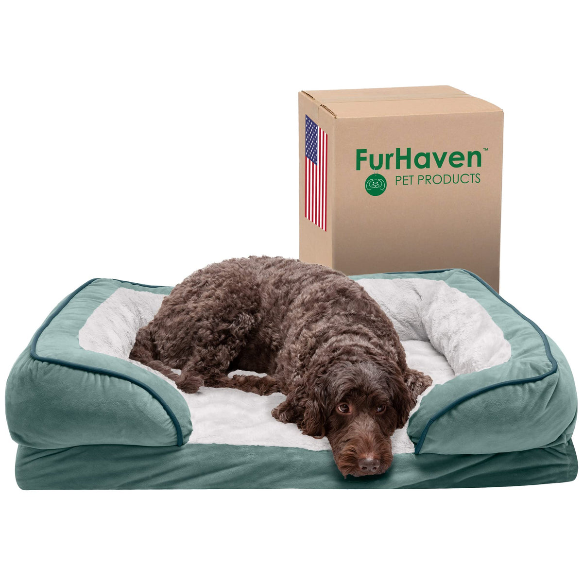 FurHaven Cooling Gel Dog Bed for Large Dogs, Perfect Comfort Sofa Bed, Cool Gel-Top Foam & Solid Orthopedic Foam Base for Joint Support, Removable Washable Cover, Jumbo XL, Plush & Velvet, Brownstone