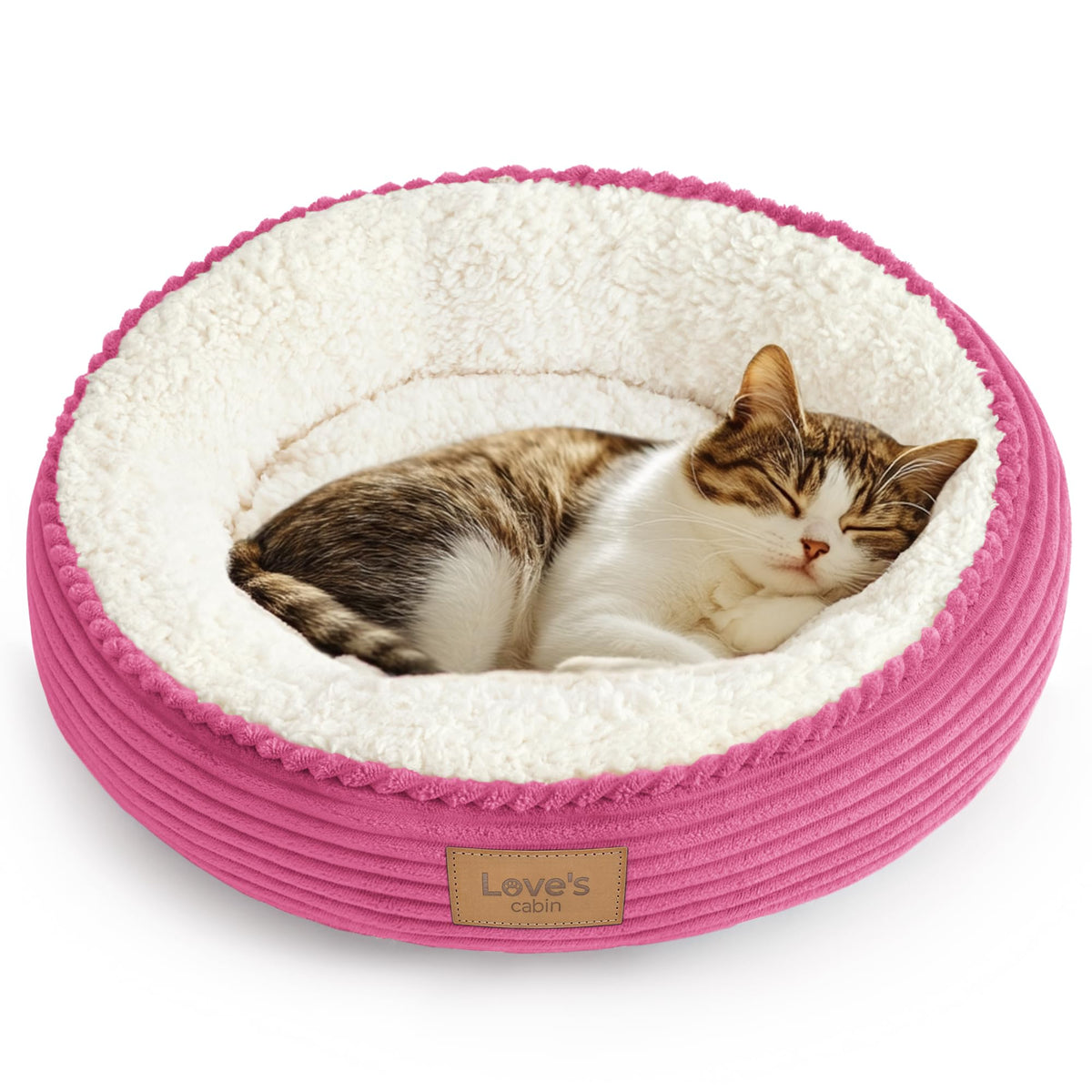 Love's cabin Round Donut Cat and Dog Cushion Bed, 20in Bed for Cats or Small Dogs, Anti-Slip & Water-Resistant Bottom, Super Soft Durable Fabric Pet Beds, Washable Luxury Cat & Dog Bed Gray