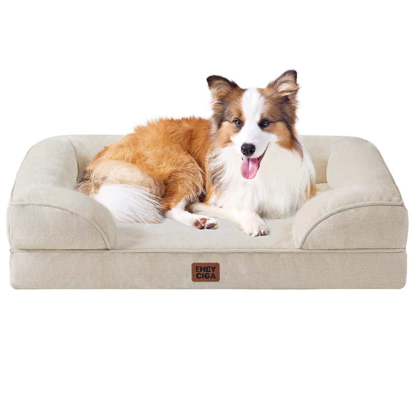 EHEYCIGA Orthopedic Dog Beds Large Sized Dog, Waterproof Memory Foam Pet Bed with Sides, Non-Slip Bottom Large Pet Bed with Washable Removable Cover, Grey
