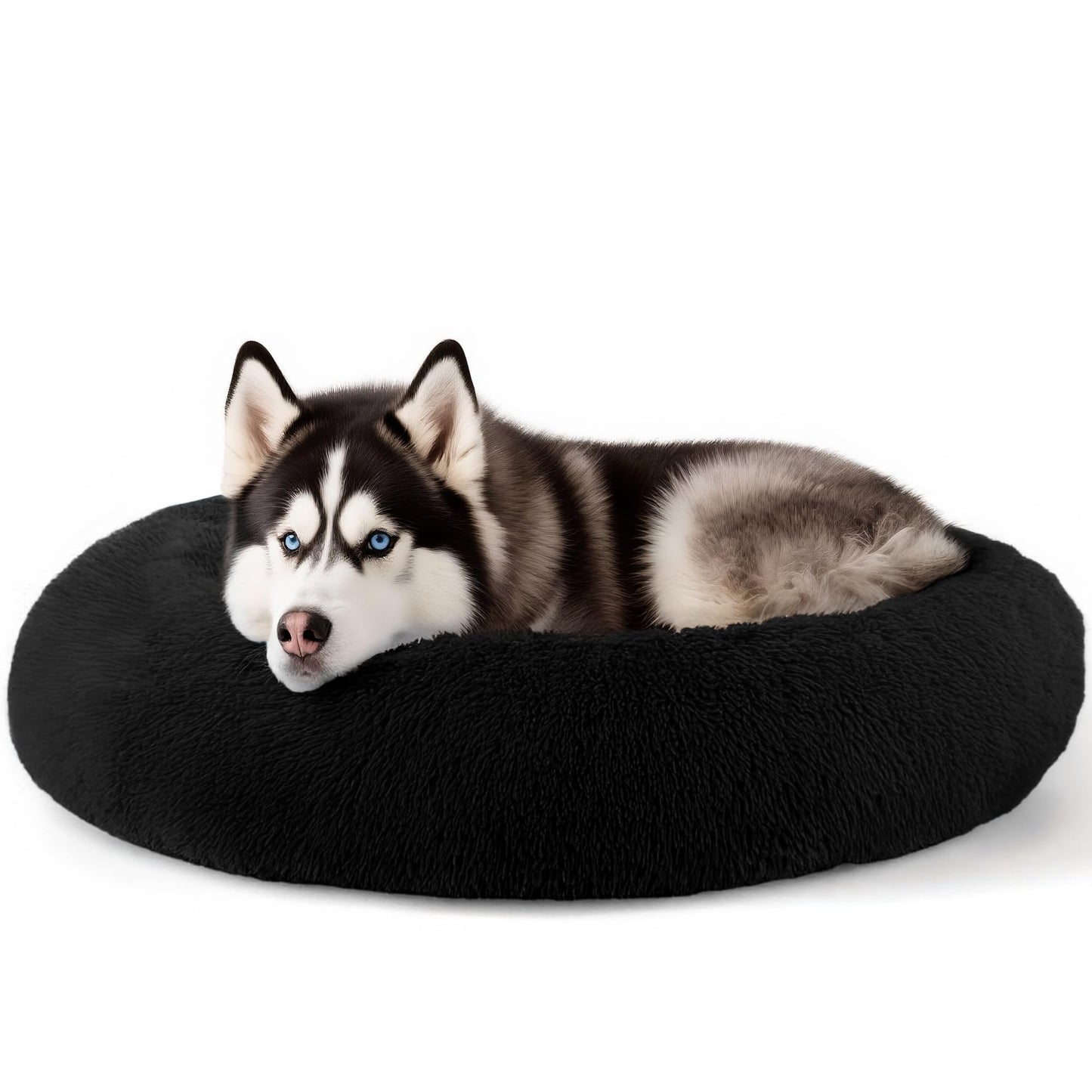 Hoewina Dog & Cat Bed for Indoor Cats, 20in Calming Donut Bed for Puppy and Kitten, Washable Round Fluffy Pet Bed for Small Medium Dogs and Cats (Light Grey)