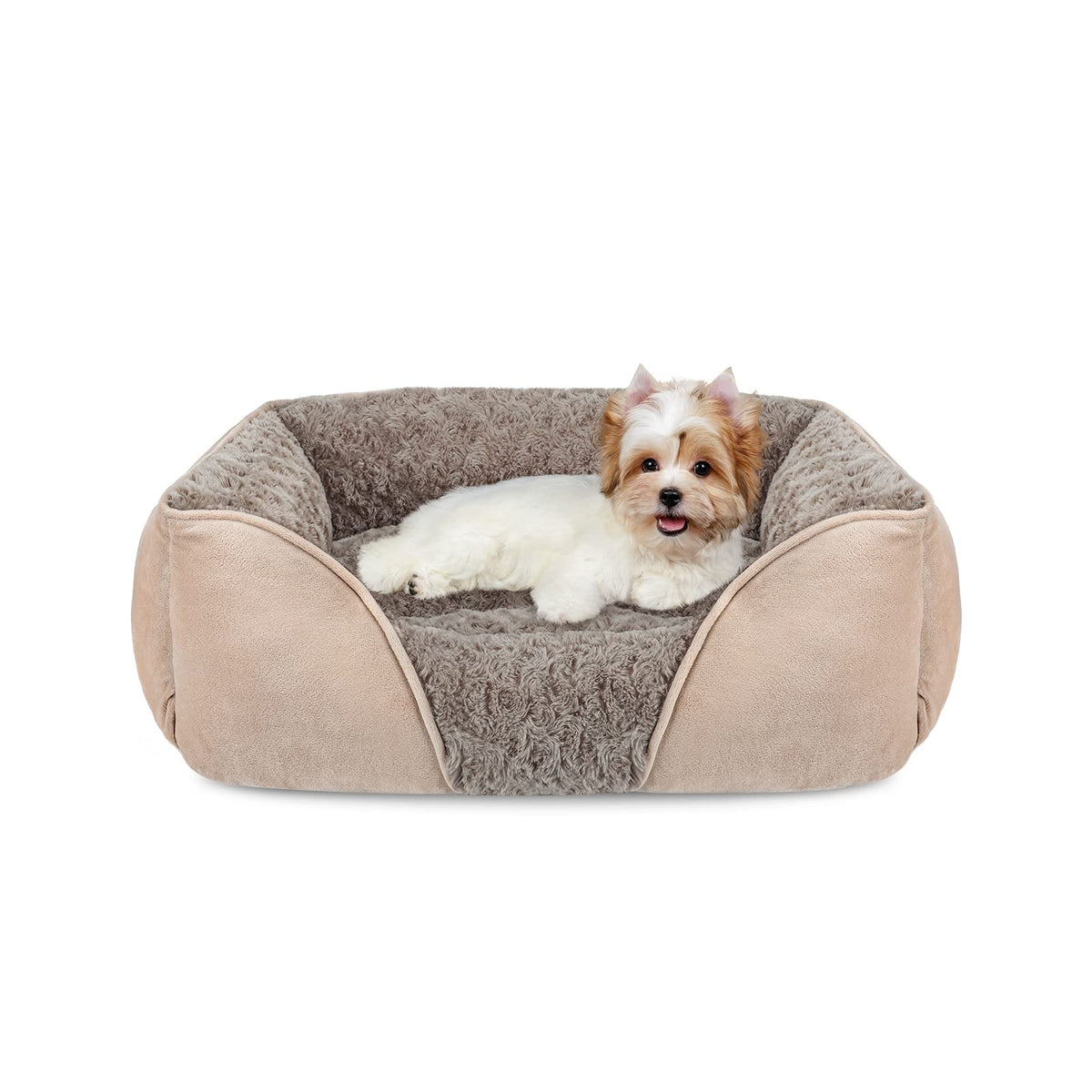 INVENHO Rectangle Washable Orthopedic Dog Bed for Small, Medium and Large Dogs, Soft Calming, Sleeping Puppy Bed Durable Pet Cuddler with Anti-Slip Bottom, S (20"x19"x6")