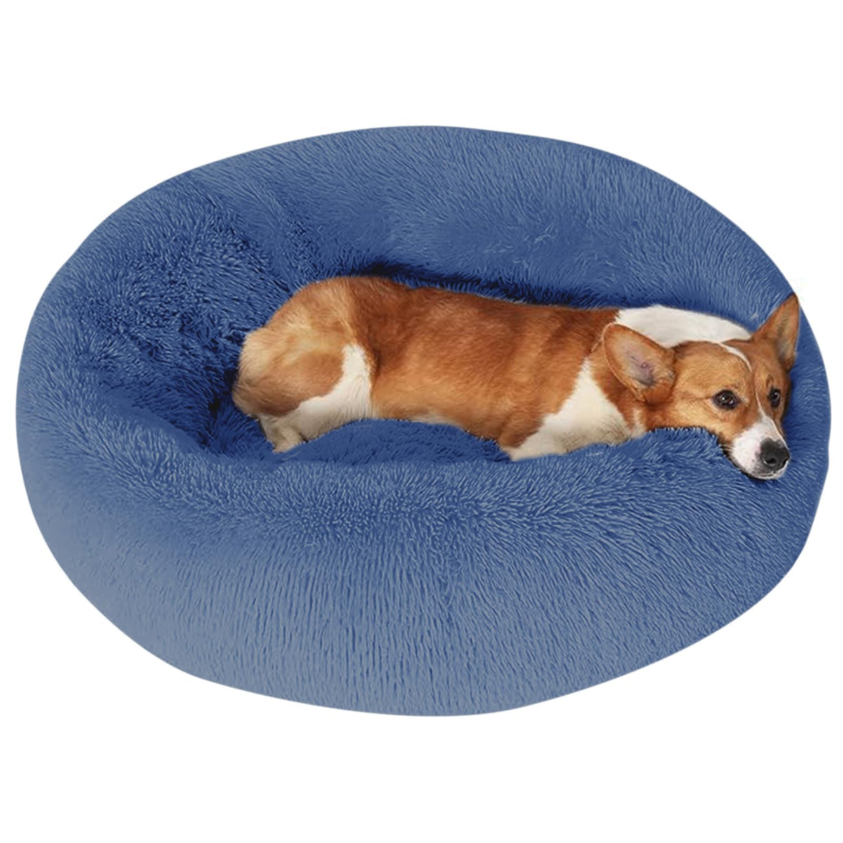 JOLLYVOGUE Small Dog Bed, Calming Soft Anti-Anxiety Donut Cat Bed, Washable Round Fluffy Cushion for Small and Medium Pets (20")