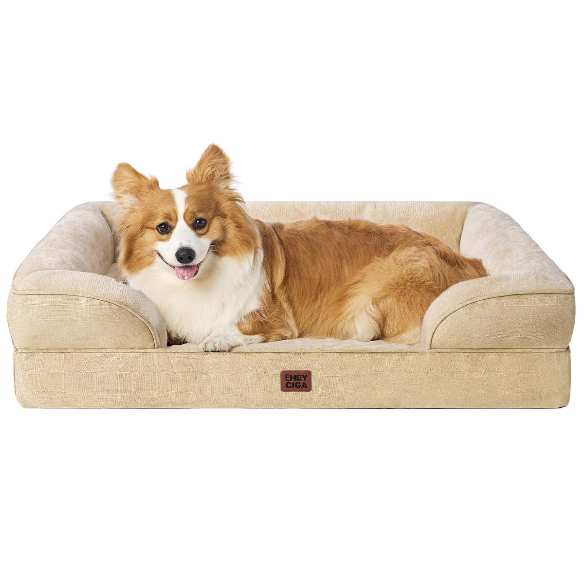 EHEYCIGA Orthopedic Dog Beds for Extra Large Dogs 44x32Inch, Waterproof Memory Foam XL Pet Bed with Sides, Non-Slip and Egg-Crate Foam Big Dog Couch Bed with Washable Removable Cover, Grey