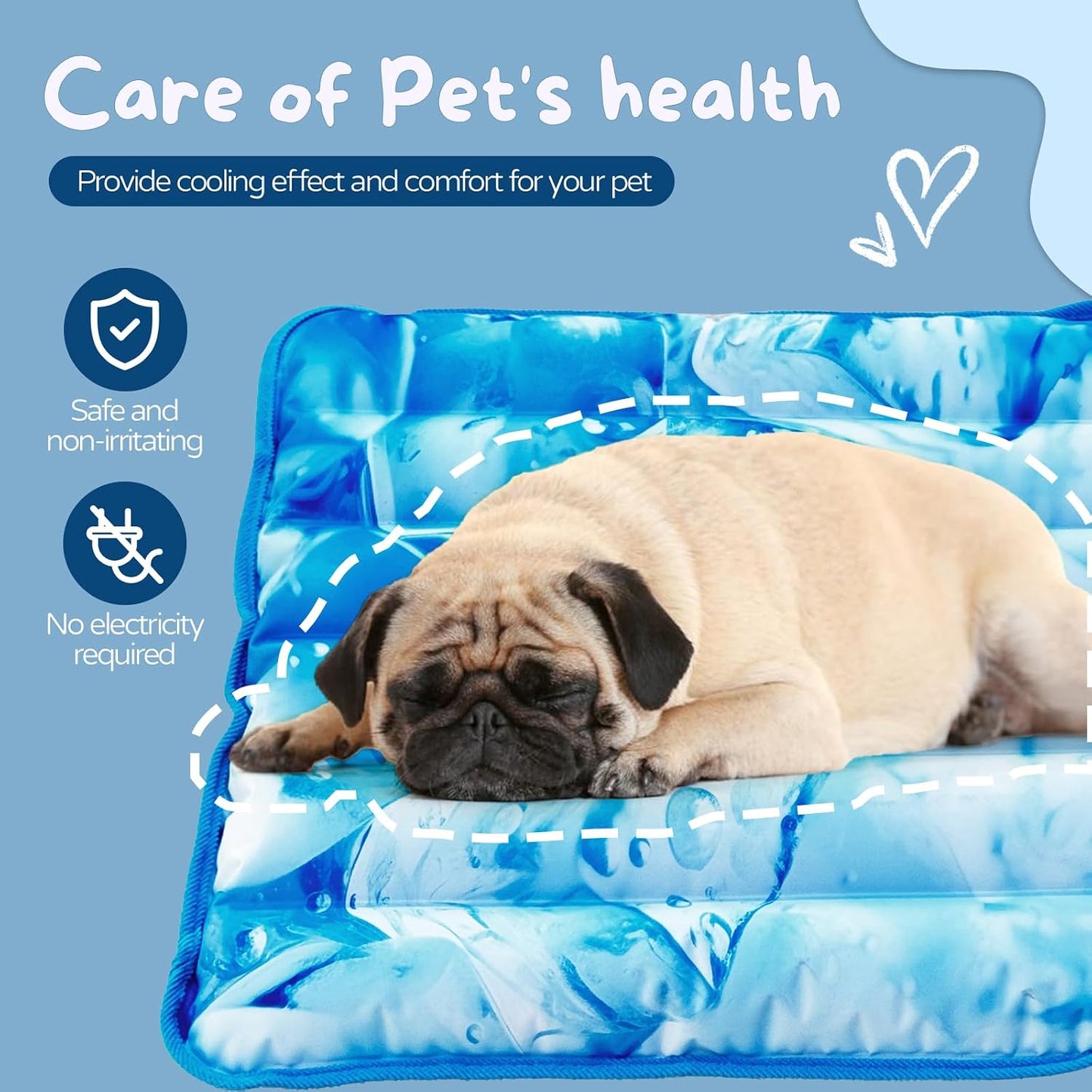 Dog Cooling Mat 2.0, Double-Sided Non-Slip Pet Cooling Pad, Washable and Durable, Indoor & Outdoor Summer Cooling Mat for All Pets, Keep Dogs and Cats Cool and Comfortable (47.5" x 29.5")