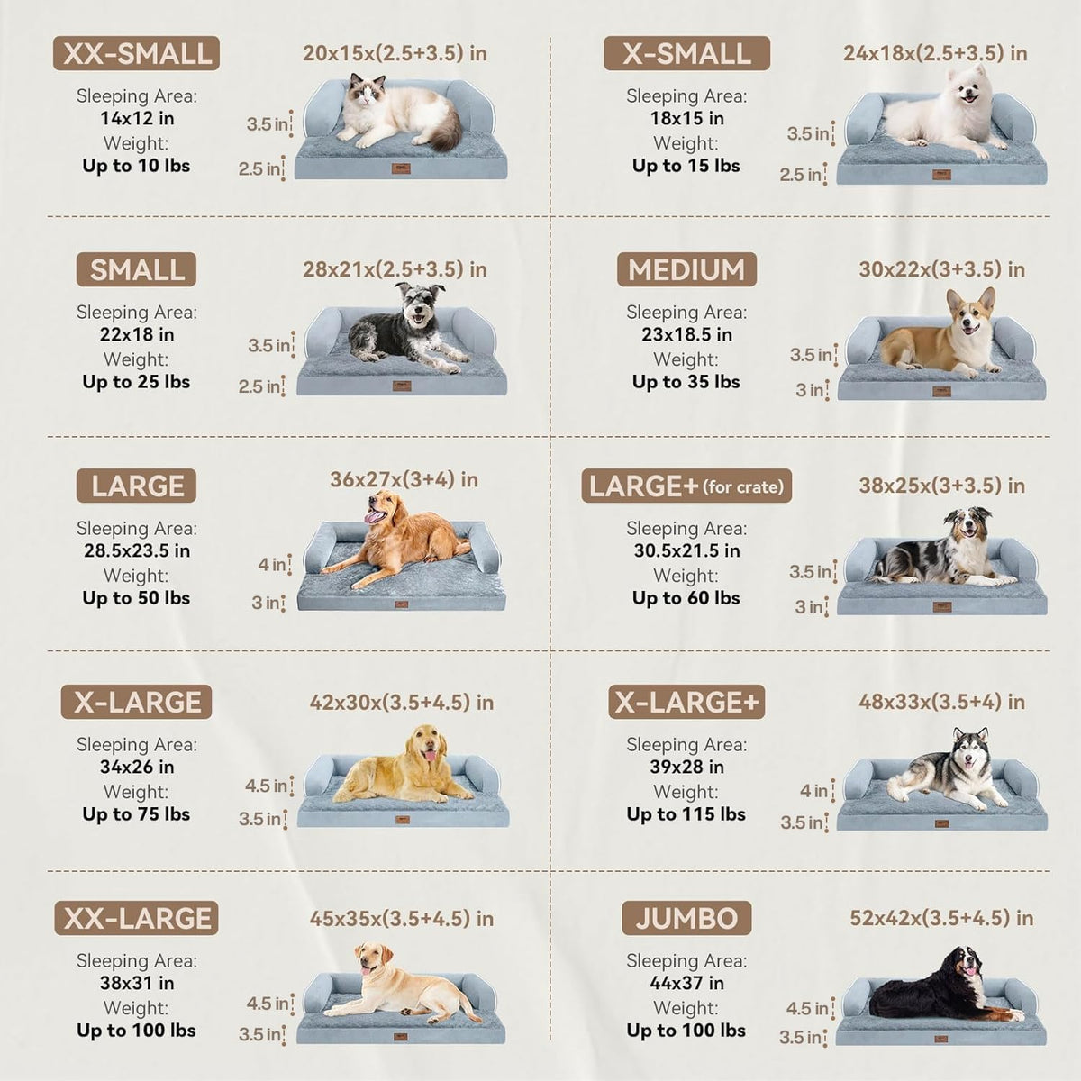 MEKIY Orthopedic Washable Dog Bed with Bolster for Medium to Large Dogs | Pillow Support for Neck Relief, Egg Crate Foam, Waterproof Liner, Anti-Slip Bottom, Removable Bolster Cover, 36 x 27 Inch