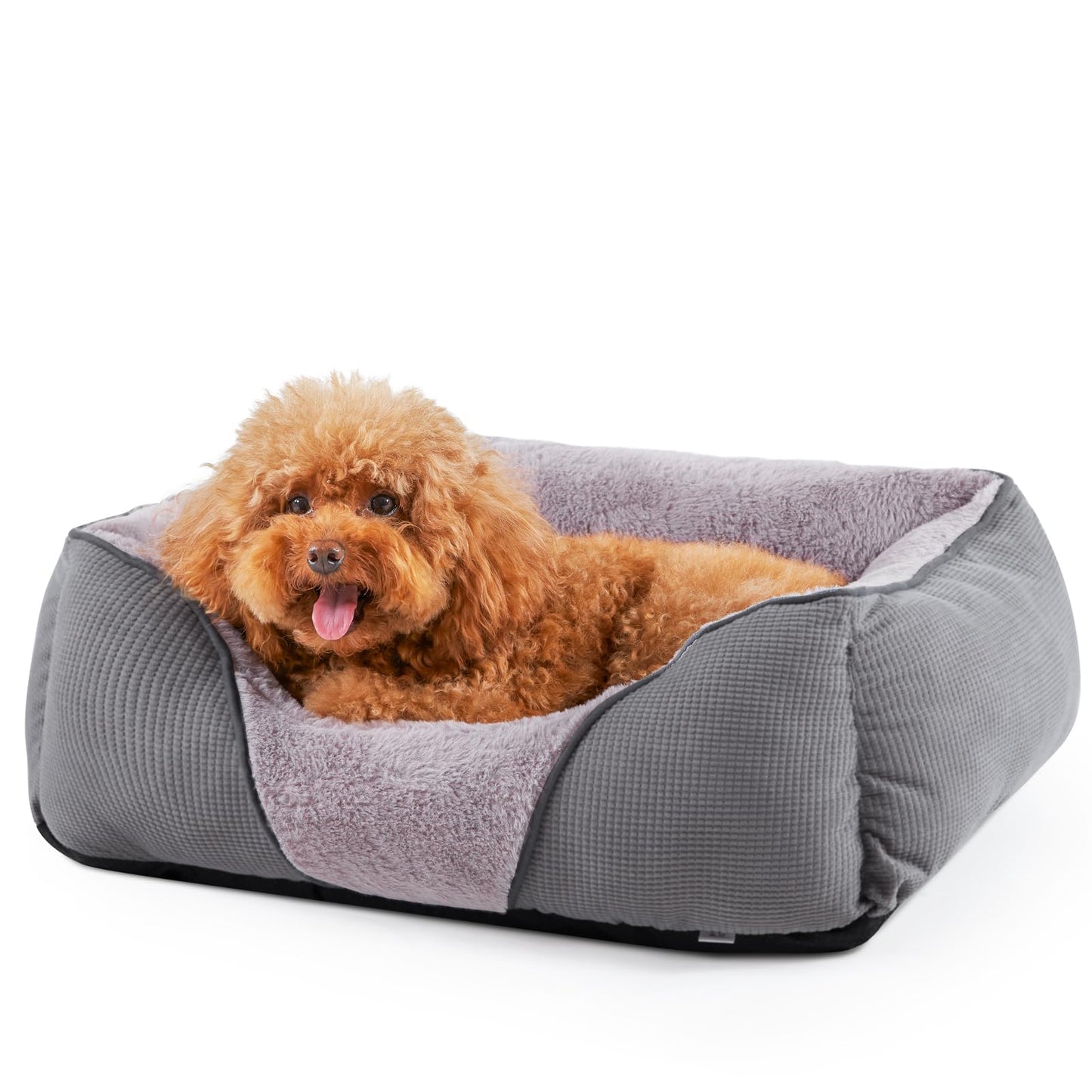 MIXJOY Dog Bed for Large Medium Small Dogs, Rectangle Washable Sleeping Puppy Bed, Soft Calming Cat Beds for Indoor Cats, Orthopedic Pet Sofa Bed, Anti-Slip Bottom with Multiple Size (20'', Grey)