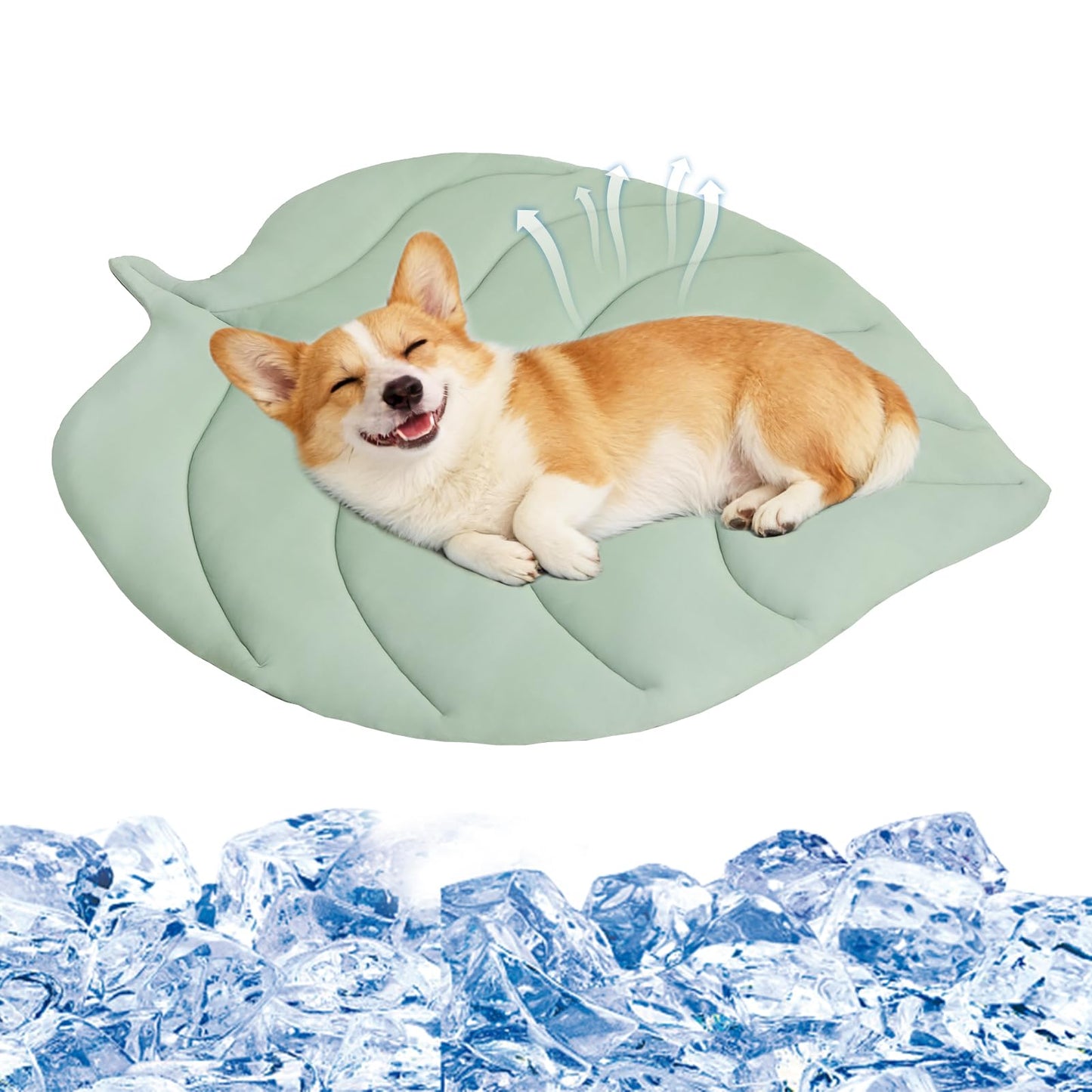 PUPTECK Dog Cooling Mat, 37”x33” Reversible Pet Self-Cooling Bed for Dogs, Thick & Soft Pet Cool Blanket Crate Kennel Pad, for Summer Indoor Outdoor, Green L