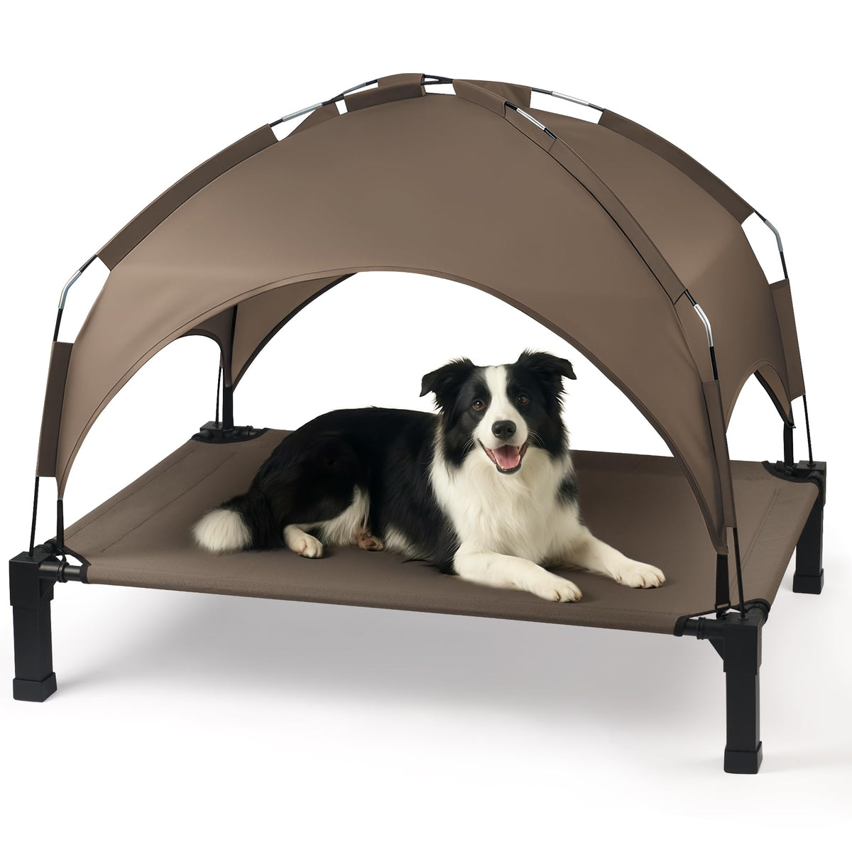 Heeyoo Elevated Dog Bed with Removable Canopy, Portable Dog Cot with Sun Protection Shade Tent, Raised Pet Cooling Cot Bed for Dogs, 42in