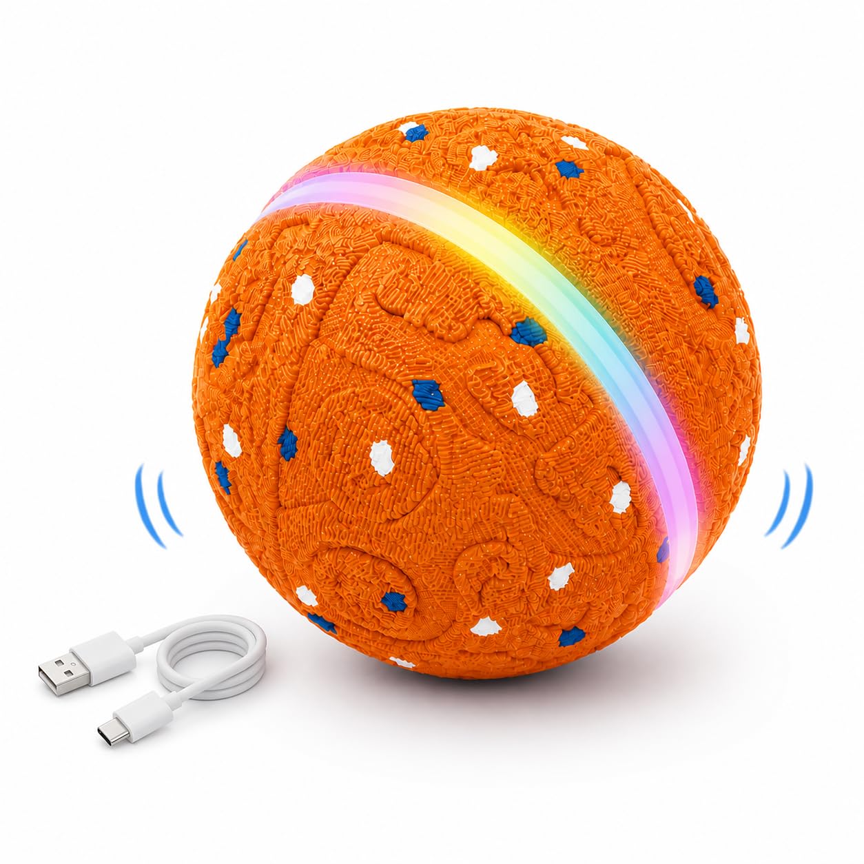 Interactive Dog Ball Toy[Newly Upgraded], Durable E-TPU Material, 3 Play Modes with Colorful Lights, E-TPU USB-C Rechargeable, IPX7 Waterproof Rating for Puppy, Medium and Large Dogs
