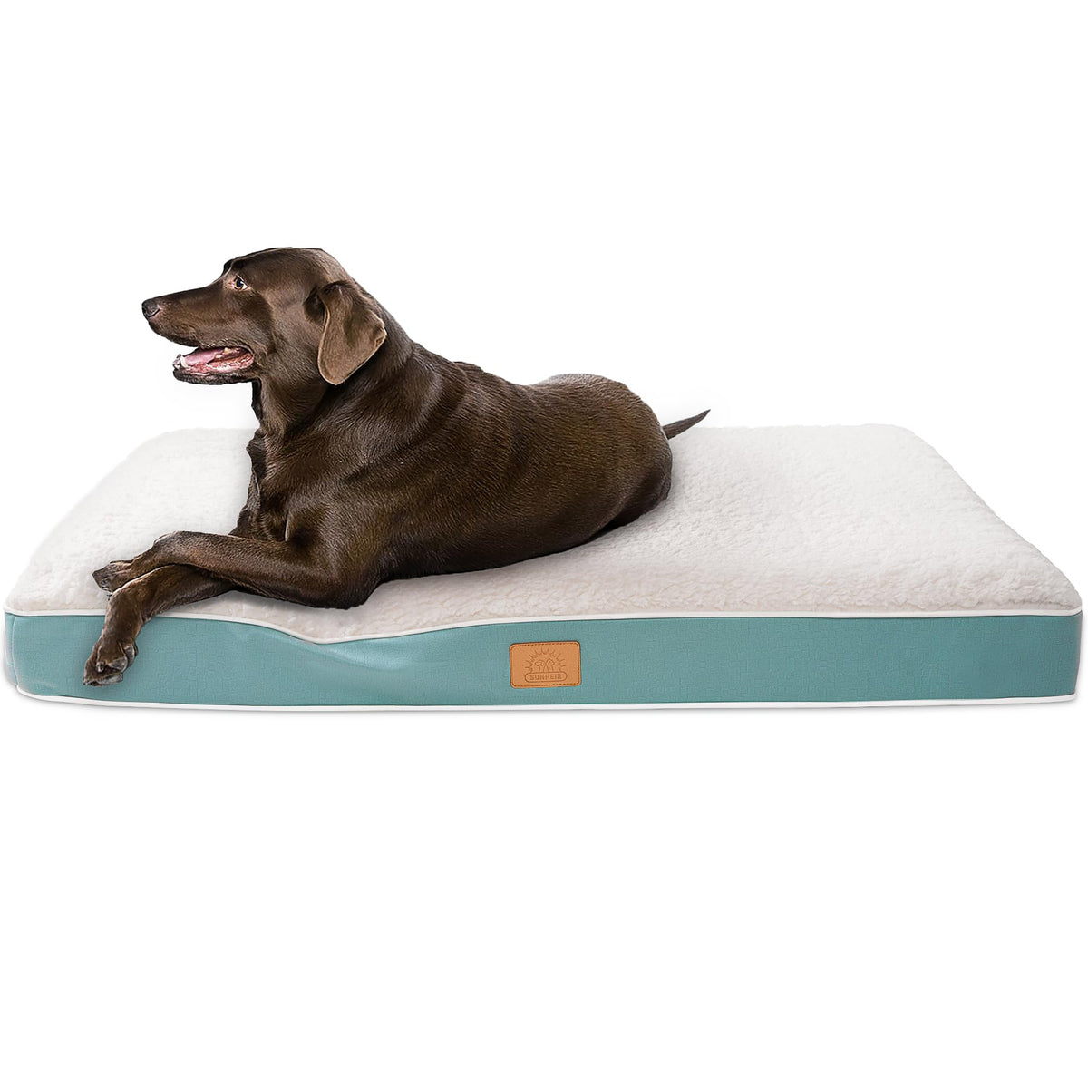 Sunheir Orthopedic Dog Bed for Large Dogs - Big Waterproof Dog Crate Bed with Removable Washable Cover, Egg Crate Foam Support, Anti-Slip Bottom, Deluxe Plush Pet Bed Mat (Grey)