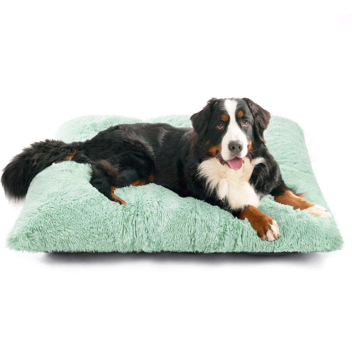 EHEYCIGA Fluffy Dog Crate Bed for Extra Large Dogs, Plush Faux Fur Pad, Calming Anti Anxiety XL Bed for Crate, Washable Soft Warm Dog Mat with Non-Slip Bottom, Grey